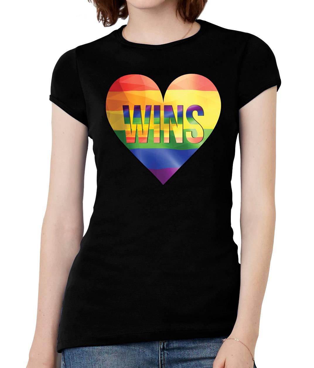 Love Wins Women's Heart Short-Sleeve T-Shirt - Black - X-Large - Casual Summer Tops for Women - Perfect for Date Night, Beach Outings & Everyday Wear