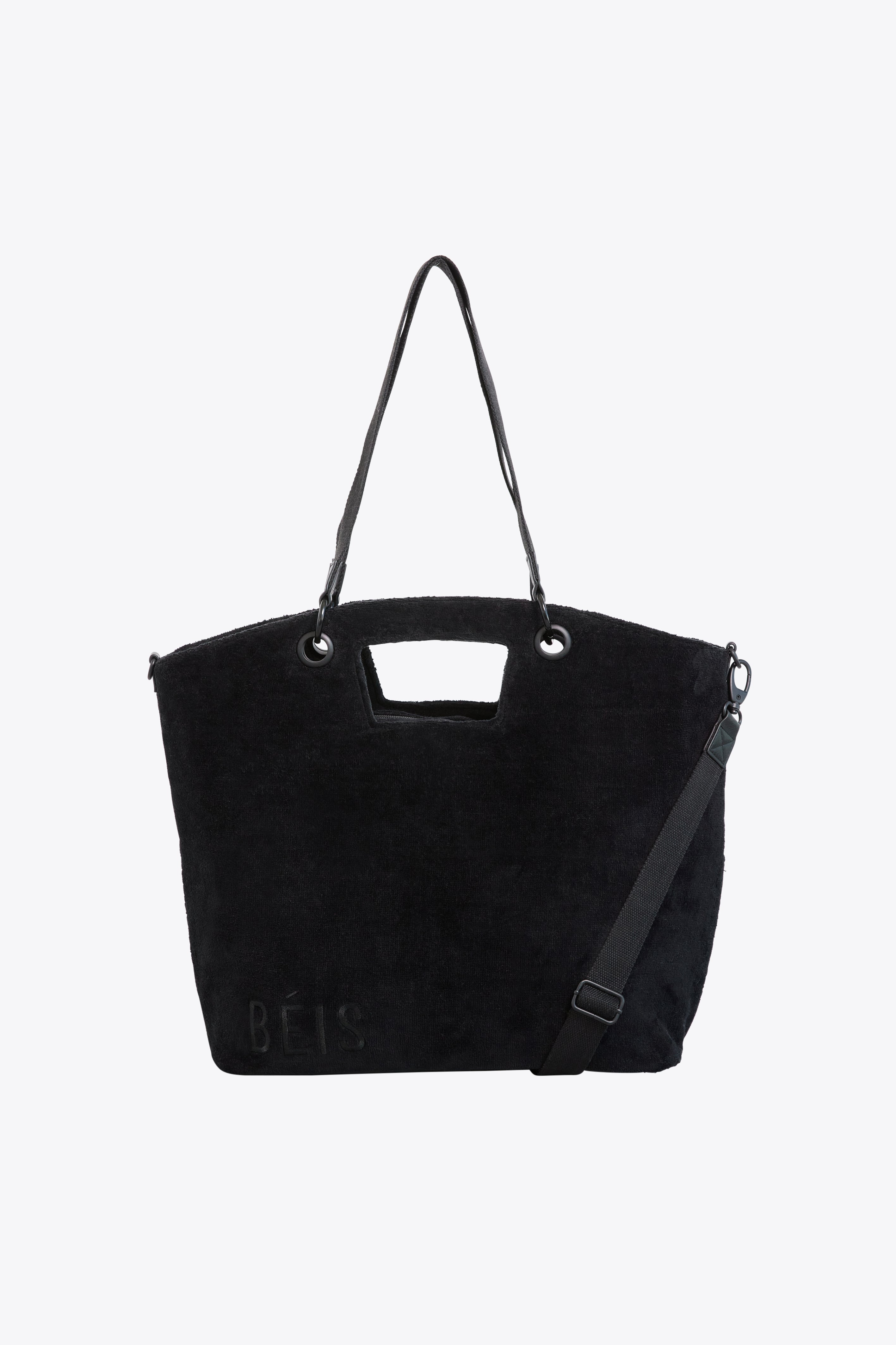 Premium Black Terry Tote Bag for Women - Stylish & Durable Cotton Canvas Shoulder Bag - Perfect for Work, Travel, Gym & Beach Day Essentials