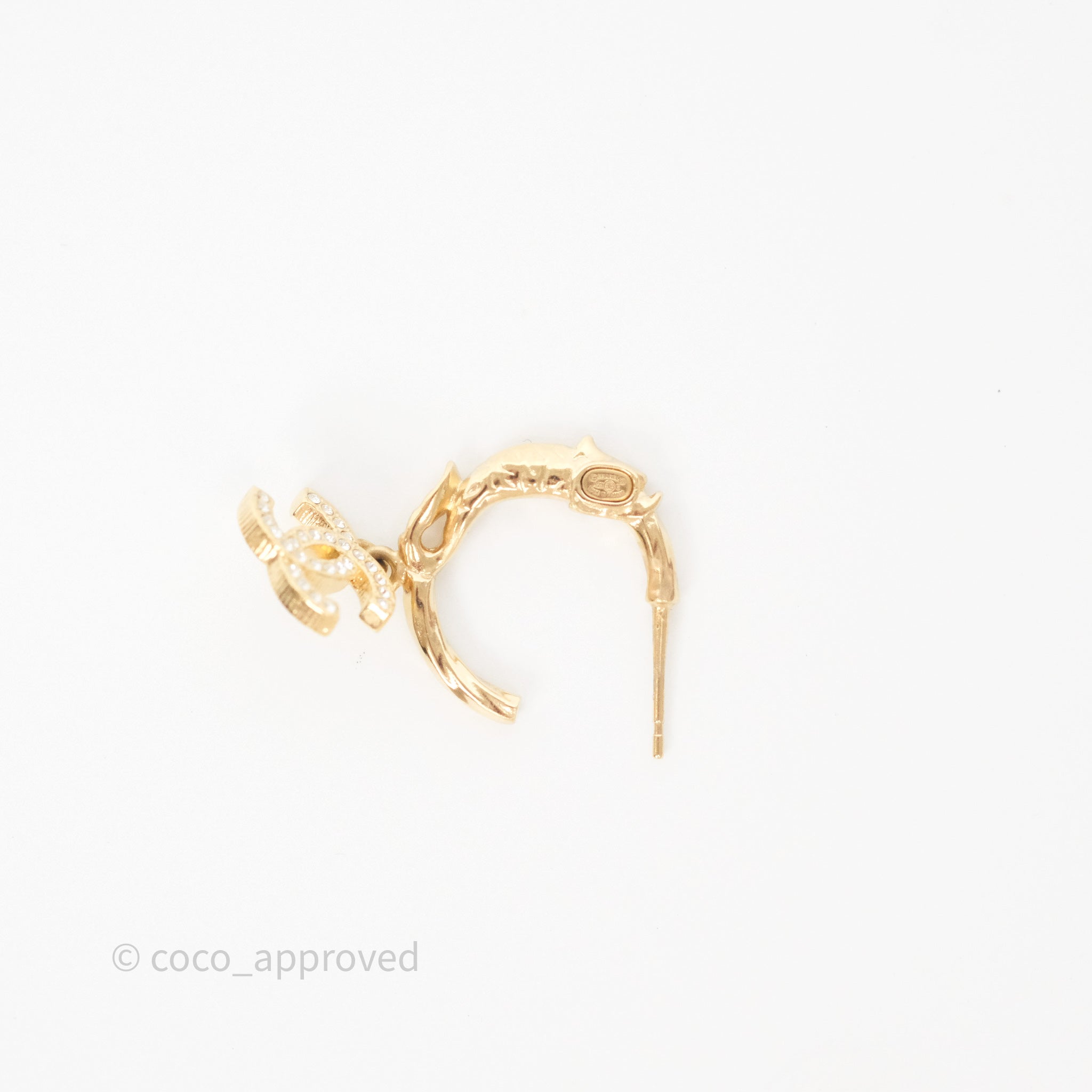 Chanel CC Crystal Hoop Earrings Gold Tone 23C - Luxury Fashion Jewelry for Women | Perfect for Parties, Weddings & Special Occasions
