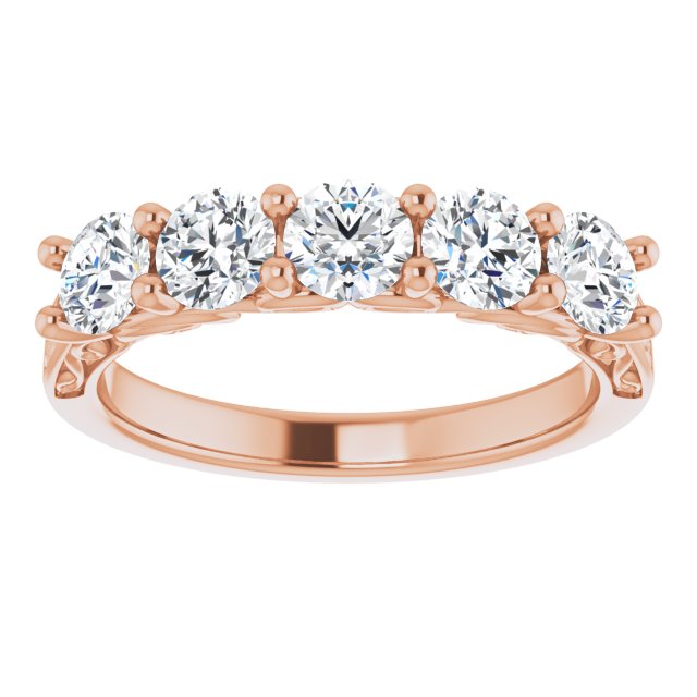 1.20 Carat Round Cut Diamond Wedding Band - 5 Stone Anniversary Ring for Women - Elegant Bridal Jewelry for Engagement, Proposal & Special Occasions