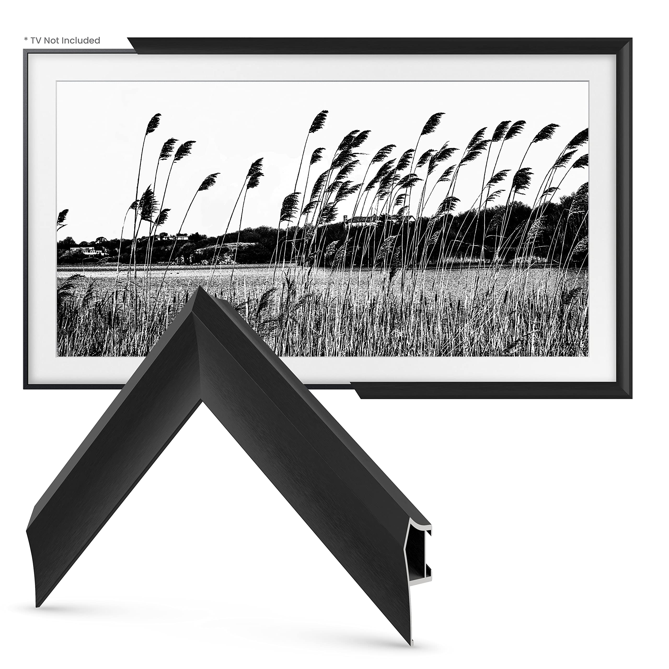 Premium Alloy Prismatic TV Frame - Anodized Black Bezel for Samsung The Frame TV (43 Inch, 2021-2025 Models) | Modern Home Theater Decor & Living Room Aesthetic Upgrade