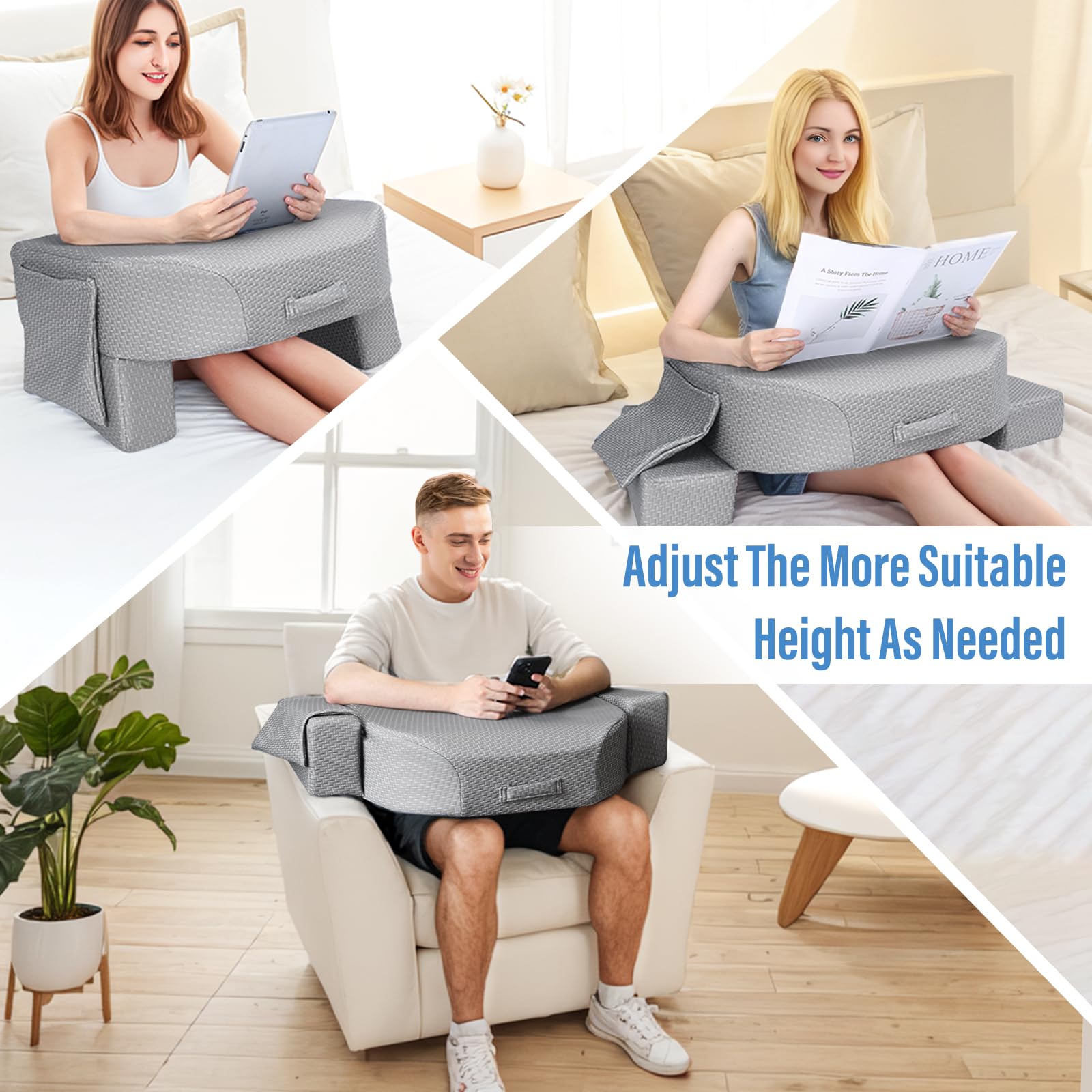 LEBENGURU Extra Large Reading Pillow for Laptop & Gaming - Adjustable Height Lap Desk Cushion for Adults - Perfect for Working in Bed, on Floor or Sofa | Home Office & Relaxation Essential