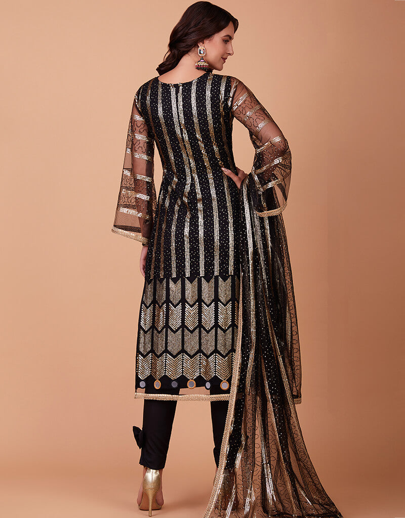 Elegant Black Butterfly Print Pant Suit for Women - Formal Office Wear & Evening Party Outfit