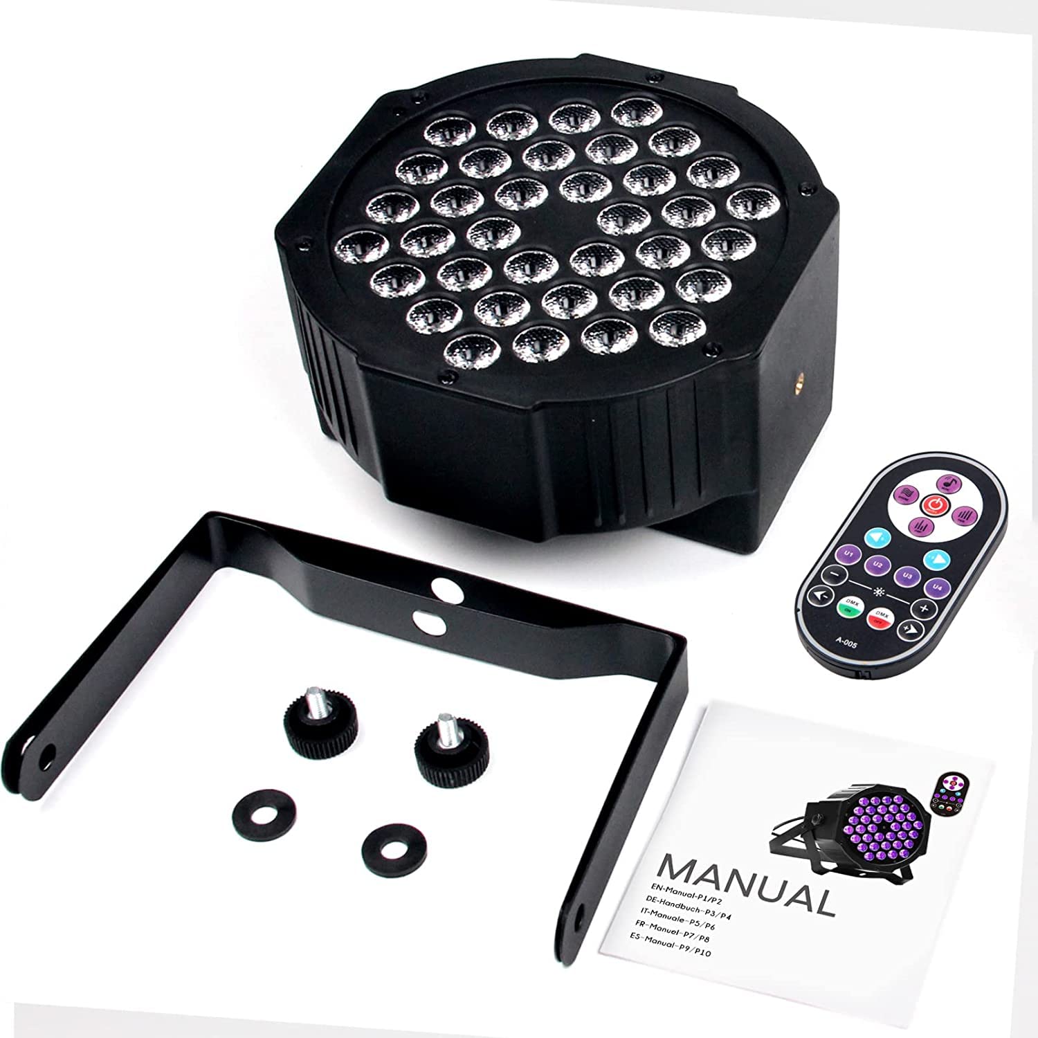 KOOT 72W UV Black Lights with 36 LED Strobe & DMX Remote Control - Glow in The Dark Party Lighting for DJ, Wedding, Church, Bar & Club Events | Stage Light for Halloween, Rave & Neon Dance Parties