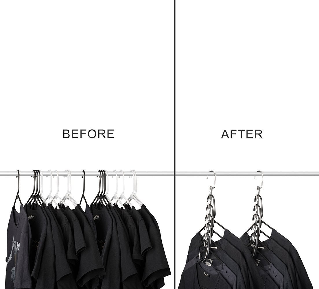 Metal Wonder Hangers - Space Saving Closet Organizer for Clothes, Scarves & Belts | Durable Stainless Steel Hooks for Home & Office Organization