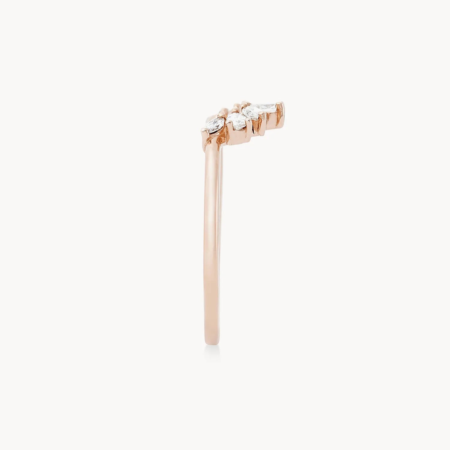 14K Rose Gold Ablaze Band with White Diamonds - Elegant Stackable Ring for Weddings, Anniversaries & Everyday Luxury