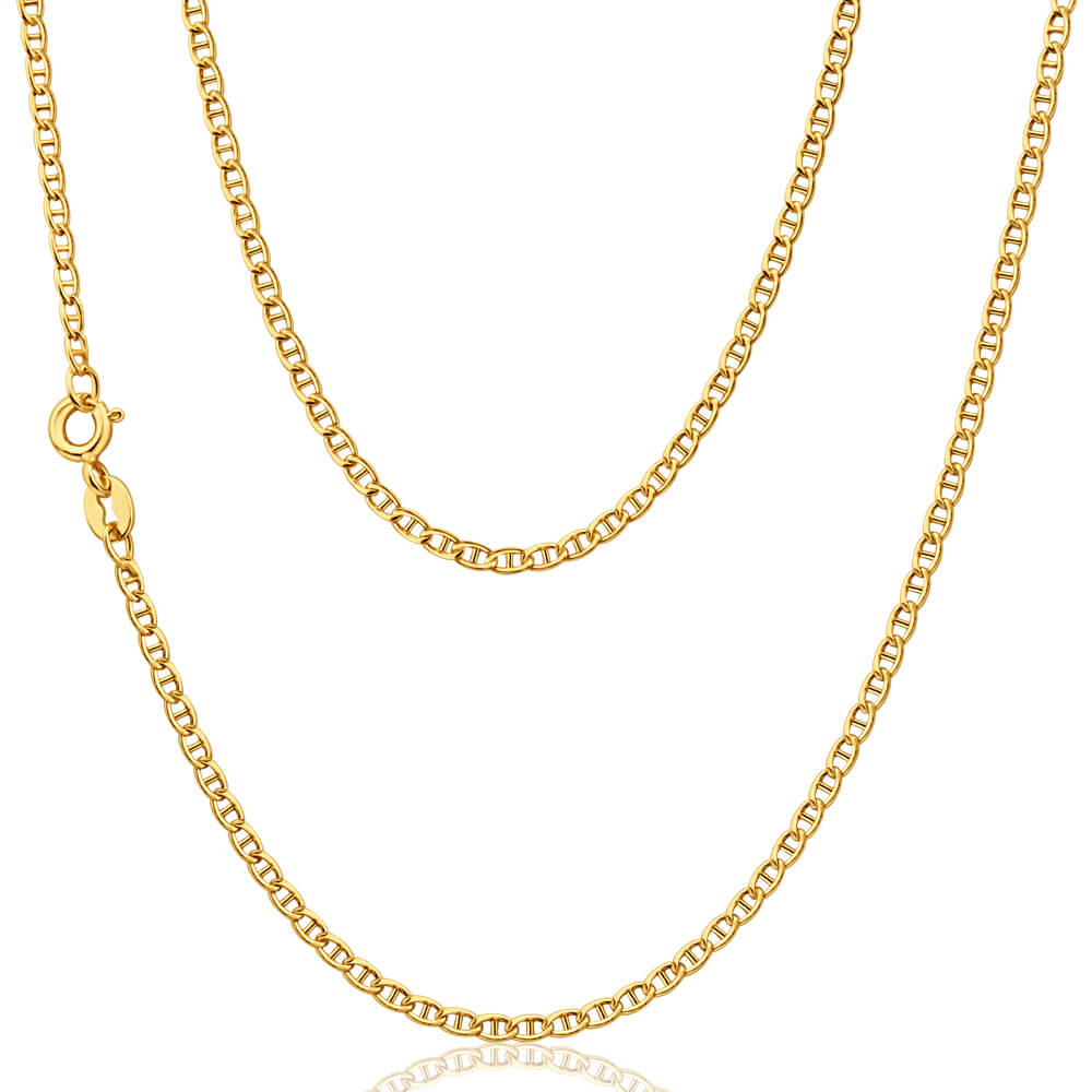 9ct Yellow Gold Plated Silver Anchor Chain Necklace - Elegant Layering Piece for Women, Perfect for Everyday Wear and Gift Giving