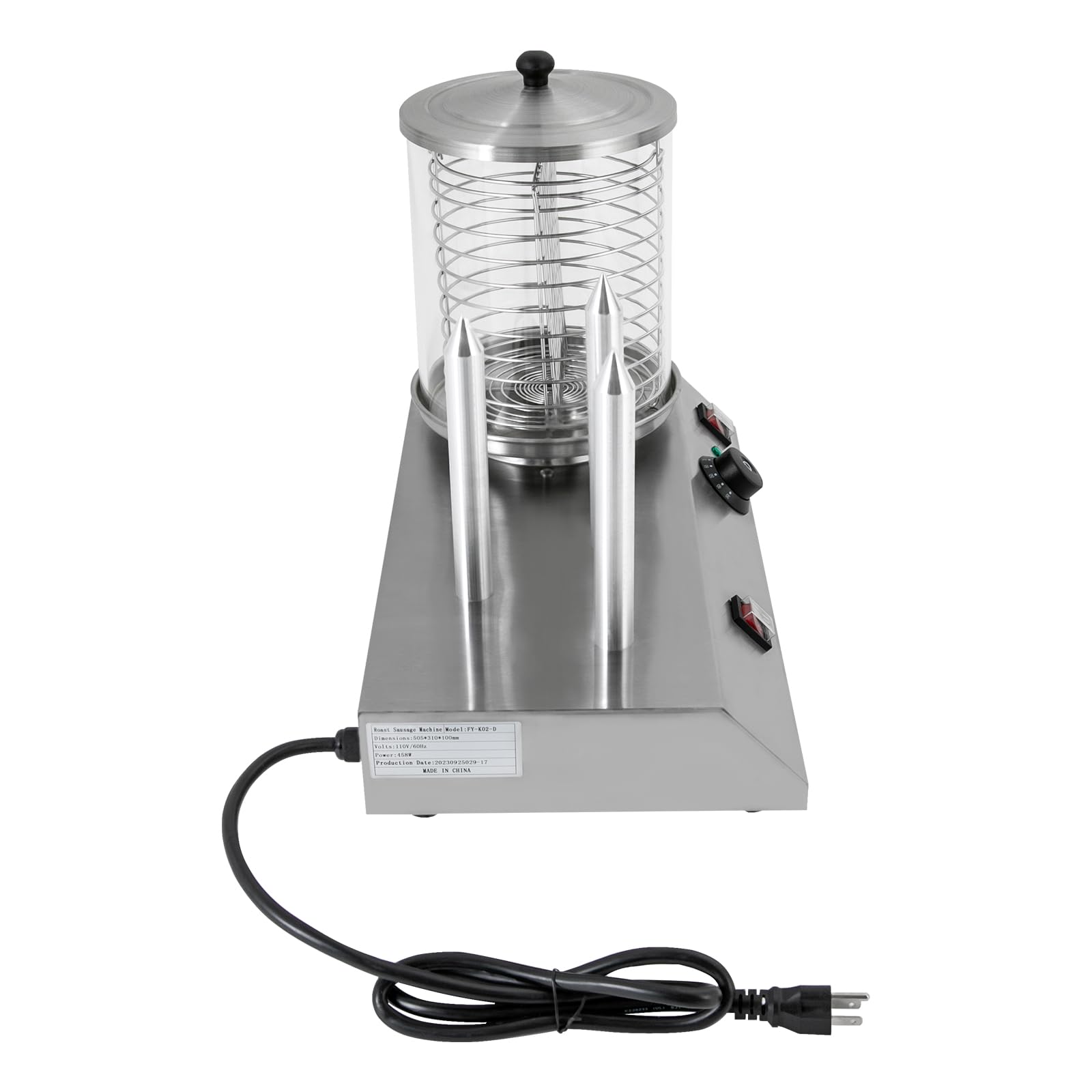 Commercial Hot Dog Machine & Bun Warmer - 458W 3 Hot Dog Steamer Toaster with Stainless Steel for Sausages, Dumplings, Vegetables - Perfect for Restaurants, Food Trucks, and Catering Events
