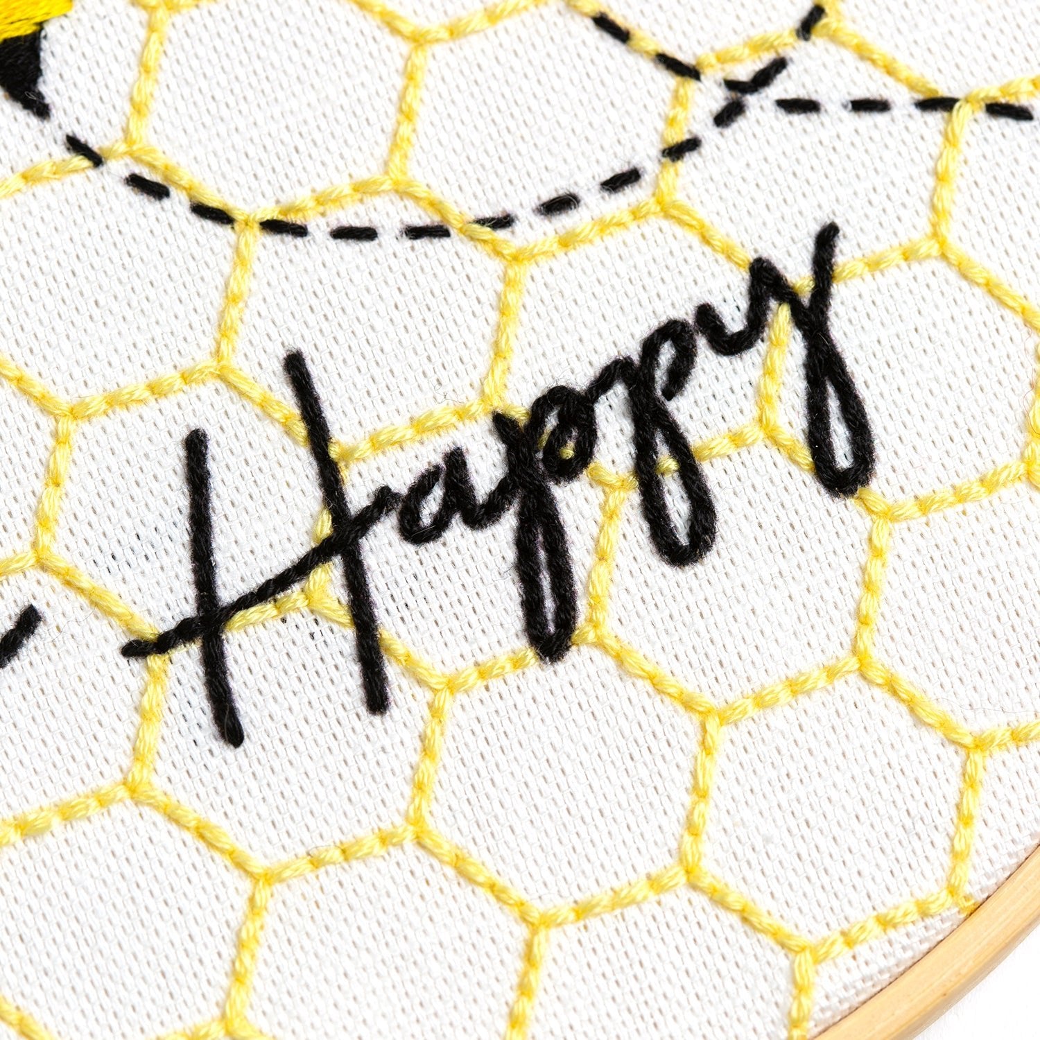 Bee Embroidery Kit - DIY Cross Stitch Kit with 7 Adorable Bees & 'Bee Happy' Design - Perfect for Home Decor, Wall Art & Thoughtful Gifts