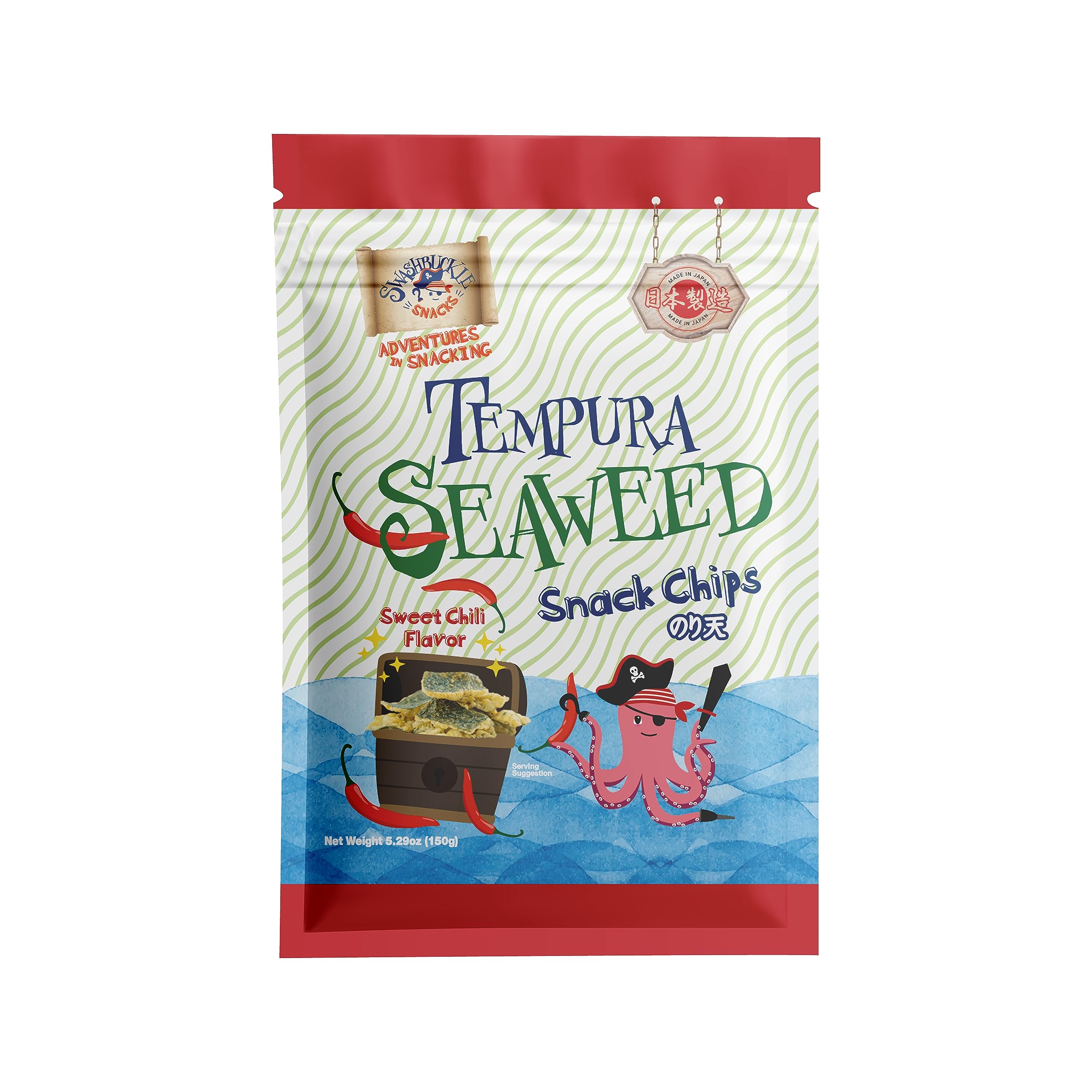 Crispy Tempura Seaweed Snacks - Sweet Chili Flavor 5.29oz (150g) | Japanese Otsumami Snacks | Gluten-Free Healthy Chips for Parties, Movie Nights & Asian Cuisine Pairing