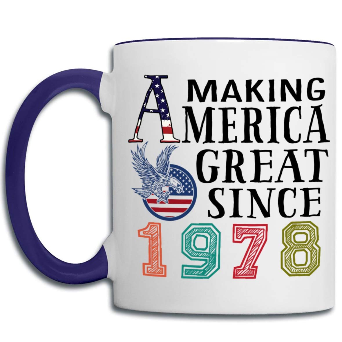 Christmas Gifts Coffee Mug - Patriotic 'Making America Great Since 1978' 11oz Cobalt Blue Ceramic Cup - Perfect for Nurses, Coworkers, Mom, Dad, Wife or Husband - Great for Office Use, Birthday Gifts & Holiday Celebrations