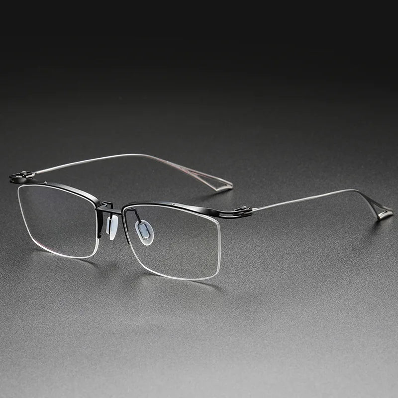 Aimee Unisex Semi-Rimless Square Browline Titanium Eyeglasses Frame 3817 - Lightweight & Durable Glasses for Work, Reading, and Fashion Accessories