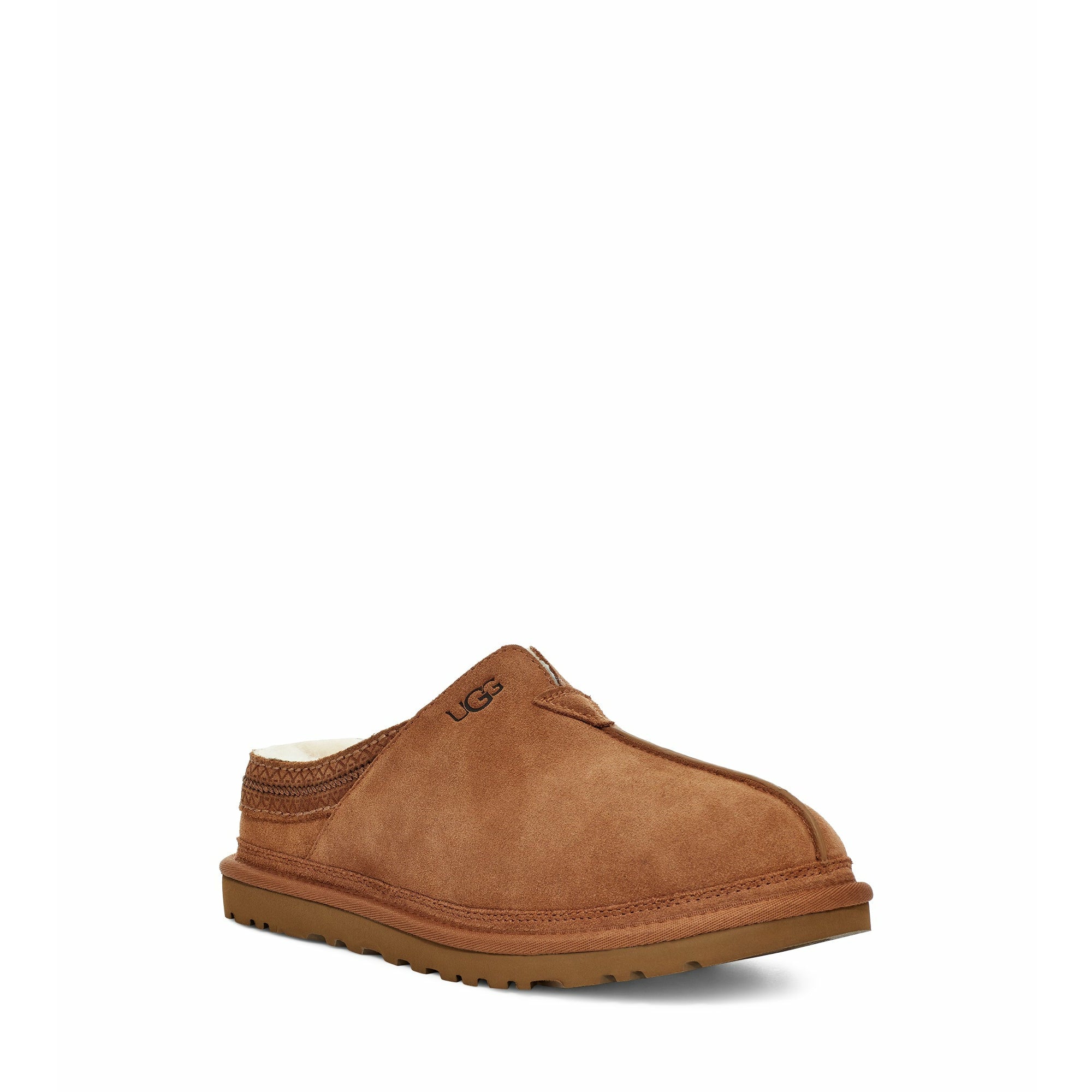UGG Men's Neuman Slippers - Chestnut Brown Genuine Sheepskin Indoor/Outdoor House Shoes for Comfort & Warmth - Perfect for Winter Lounging, Home Office & Cozy Evenings