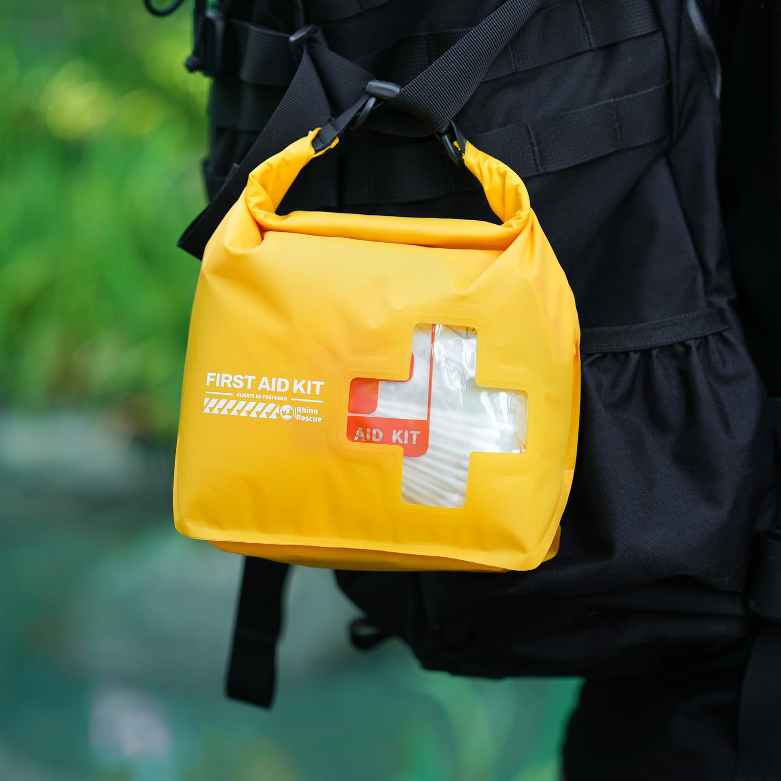 RHINO RESCUE Waterproof First Aid Kit | Lightweight Emergency Dry Bag for Boating, Kayaking, Swimming & Camping | FSA/HSA Eligible Survival Supplies | Perfect for Outdoor Adventures & Emergency Preparedness (Yellow)