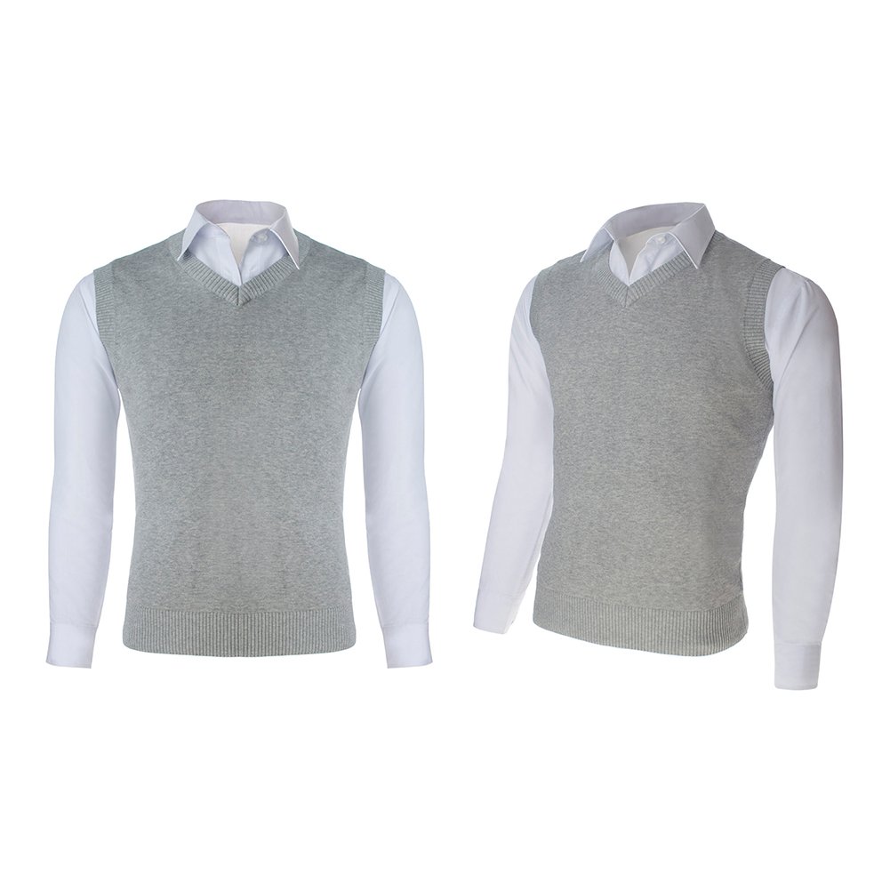 TopTie Men's Cotton Business Casual Solid Color Sweater Vest - Slim Fit Pullover for Office Wear, Layering & Smart Casual Outfits