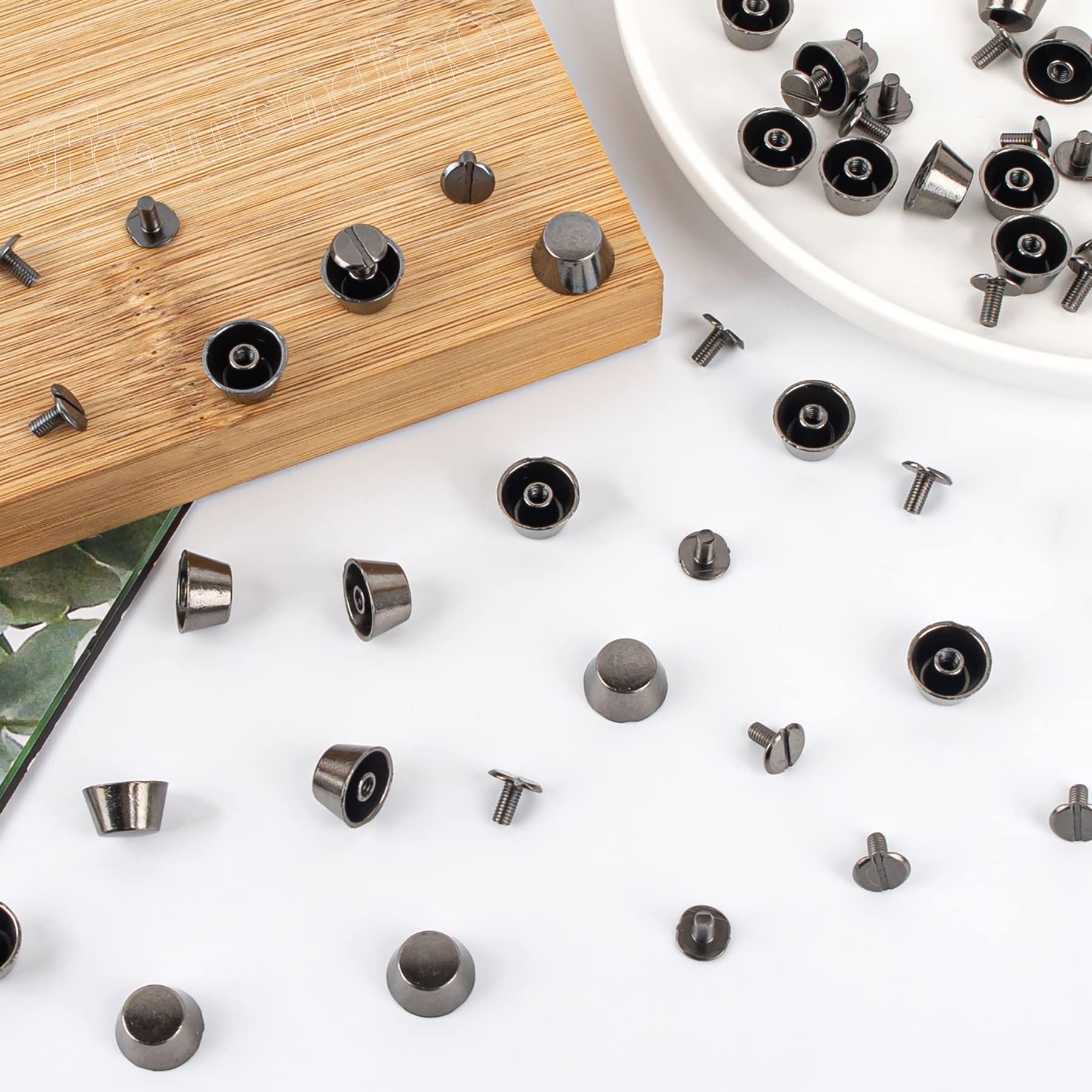 30 Pack Gun Black Rivets Studs for Handbags, Nail Head Studs with Screw Back, Purse Feet & Flat Buckle Spikes - Leathercraft DIY Supplies for Bags, Shoes, Jackets & Accessories (Perfect for Leather Repair, Fashion Upgrades & DIY Projects)