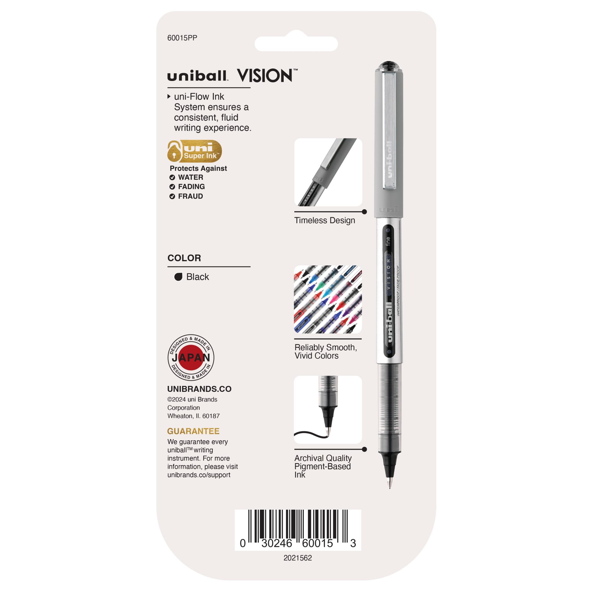 Uni-Ball Vision Elite Rollerball Pens 4-Pack - 0.7mm Fine Point Black Ink Pens for Smooth Writing - Premium Japanese Gel Pens for Journaling, Note Taking & Office Use - Ideal School Supplies for Teachers & Students