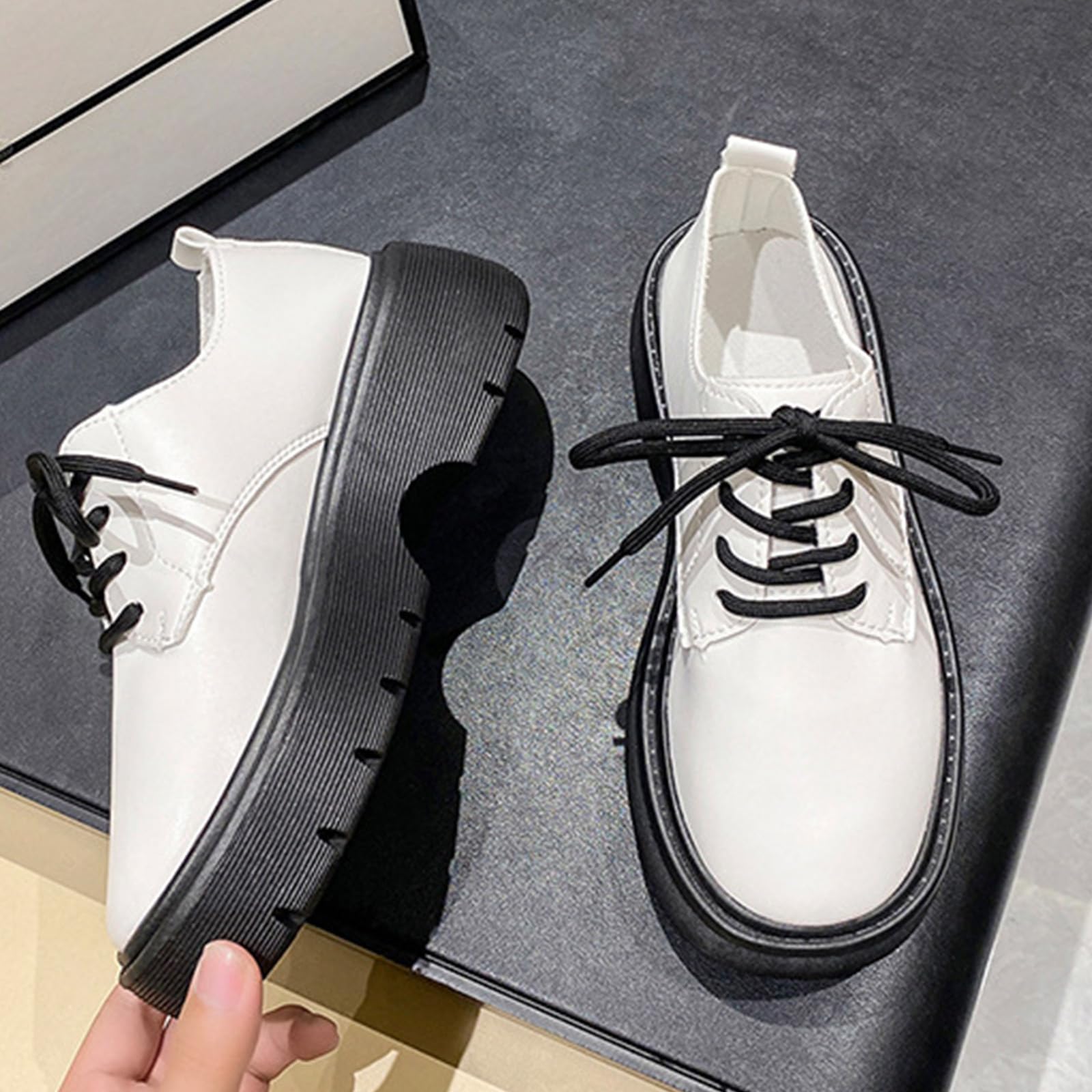 Women's Chunky Heel Lace-Up Loafers - Office & Casual Wear