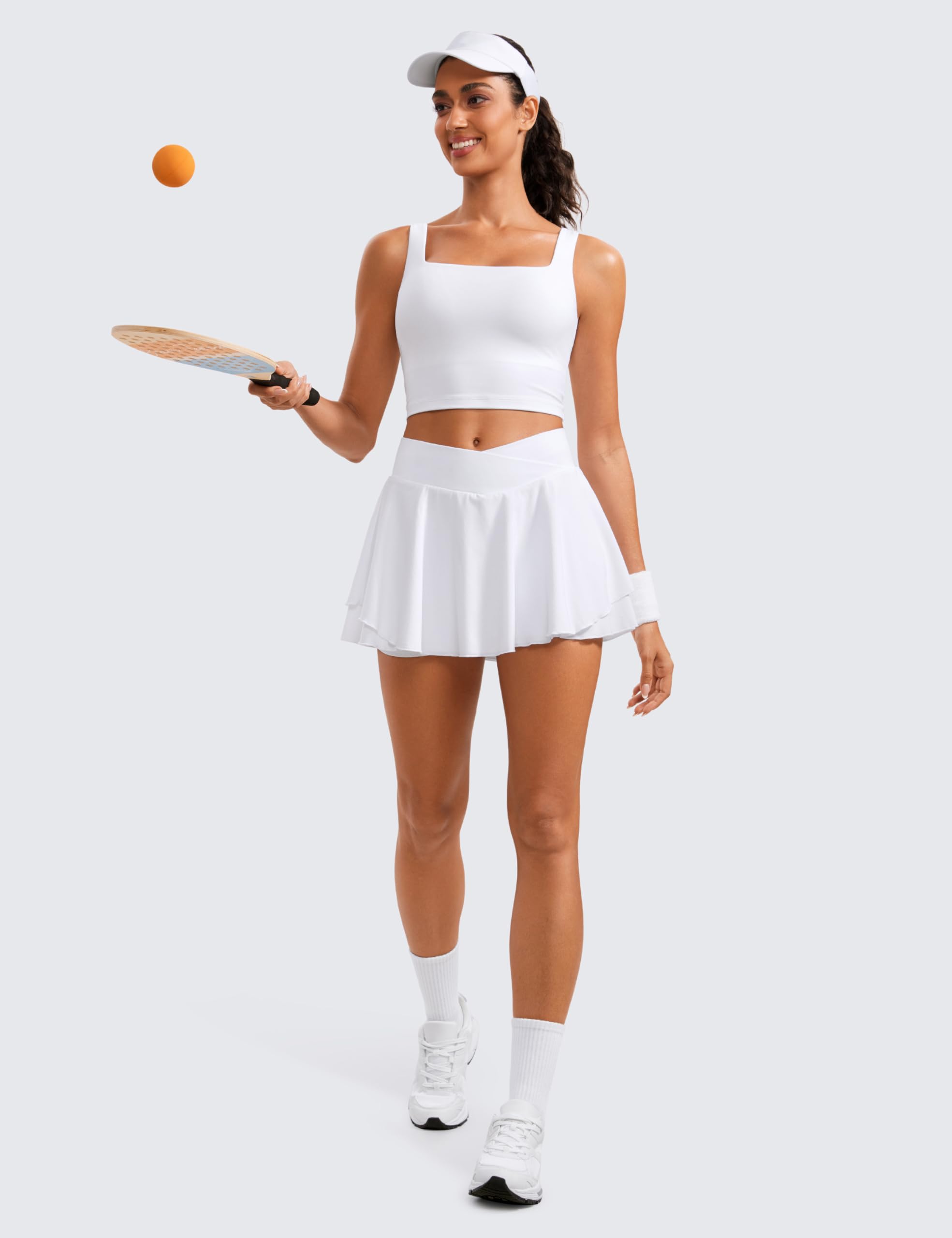 CRZ YOGA Women's High Waisted Tennis Skirt with Pockets - Athletic Workout Skort for Running, Golf & Yoga - Breathable Ruffle Layered Design for Sports & Casual Wear