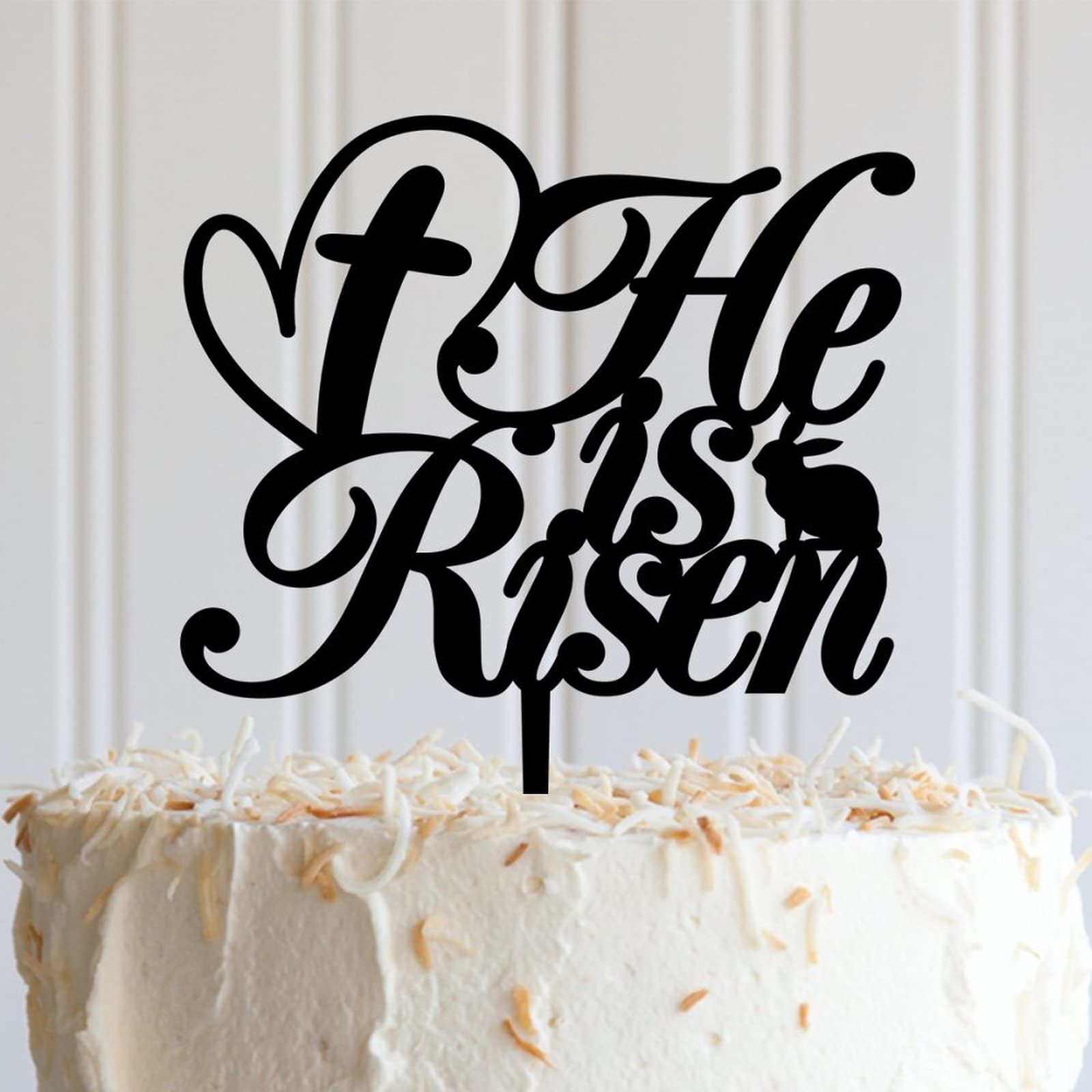 Customizable He Is Risen Easter Cake Topper - Acrylic Happy Birthday Party Decorations for Kids & Adults - Personalized Name Cake Topper for Easter, Birthday, Anniversary Celebrations - Perfect for Church Events, Family Gatherings & Holiday Parties