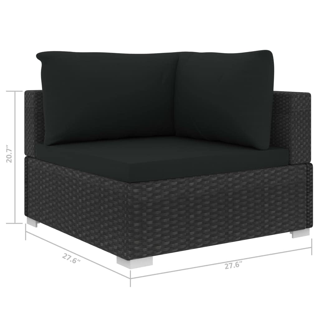 5-Piece Black Poly Rattan Patio Furniture Set with Cushions - Outdoor Sectional Sofa & Coffee Table for Garden, Backyard, Poolside or Deck Relaxation