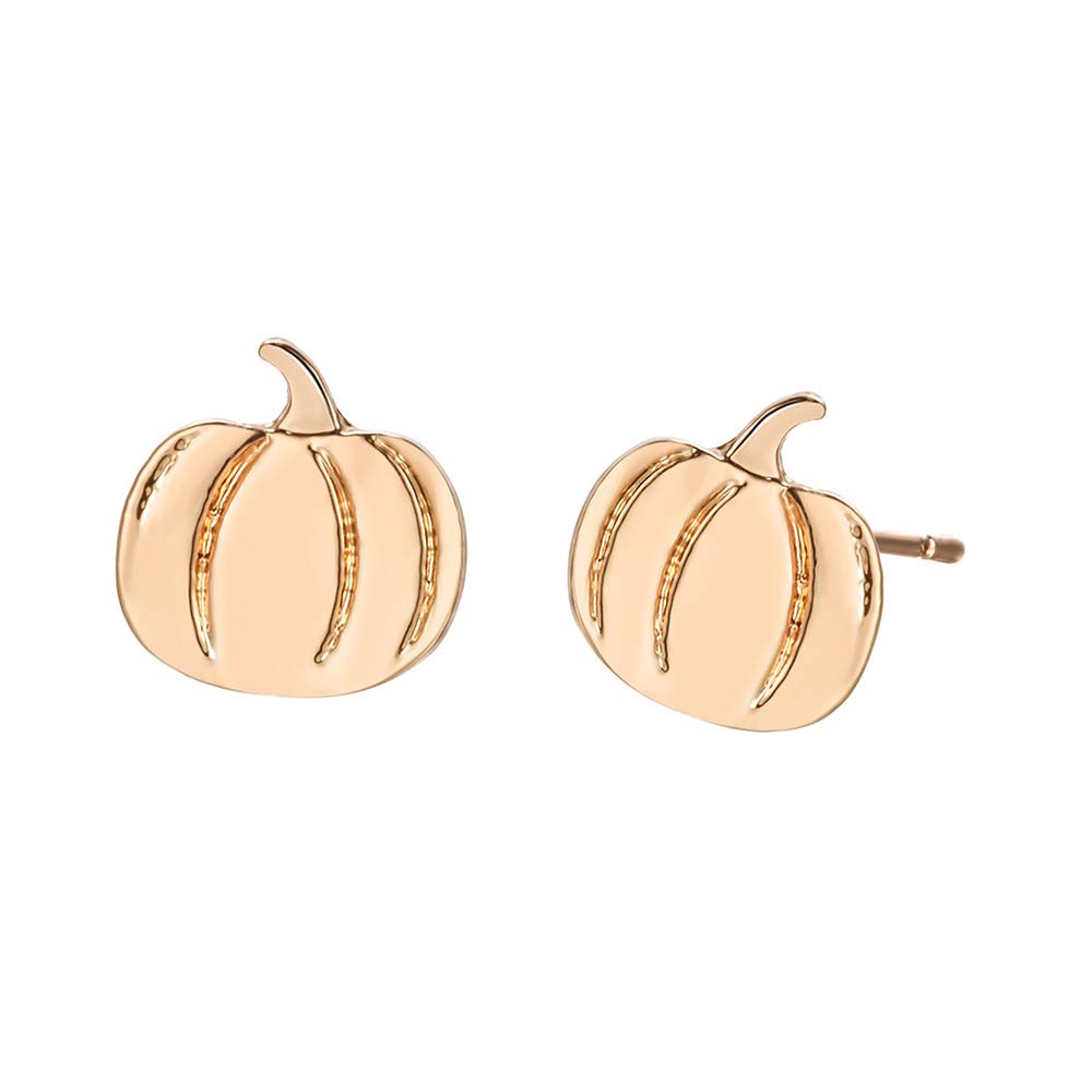Small Pumpkin Stud Earrings - Halloween Costume Jewelry Set in Gold & Silver - Fall Autumn Fashion Earrings - Perfect Thanksgiving Gift for Women - Great for Halloween Parties, Thanksgiving Dinners & Autumn Outfits