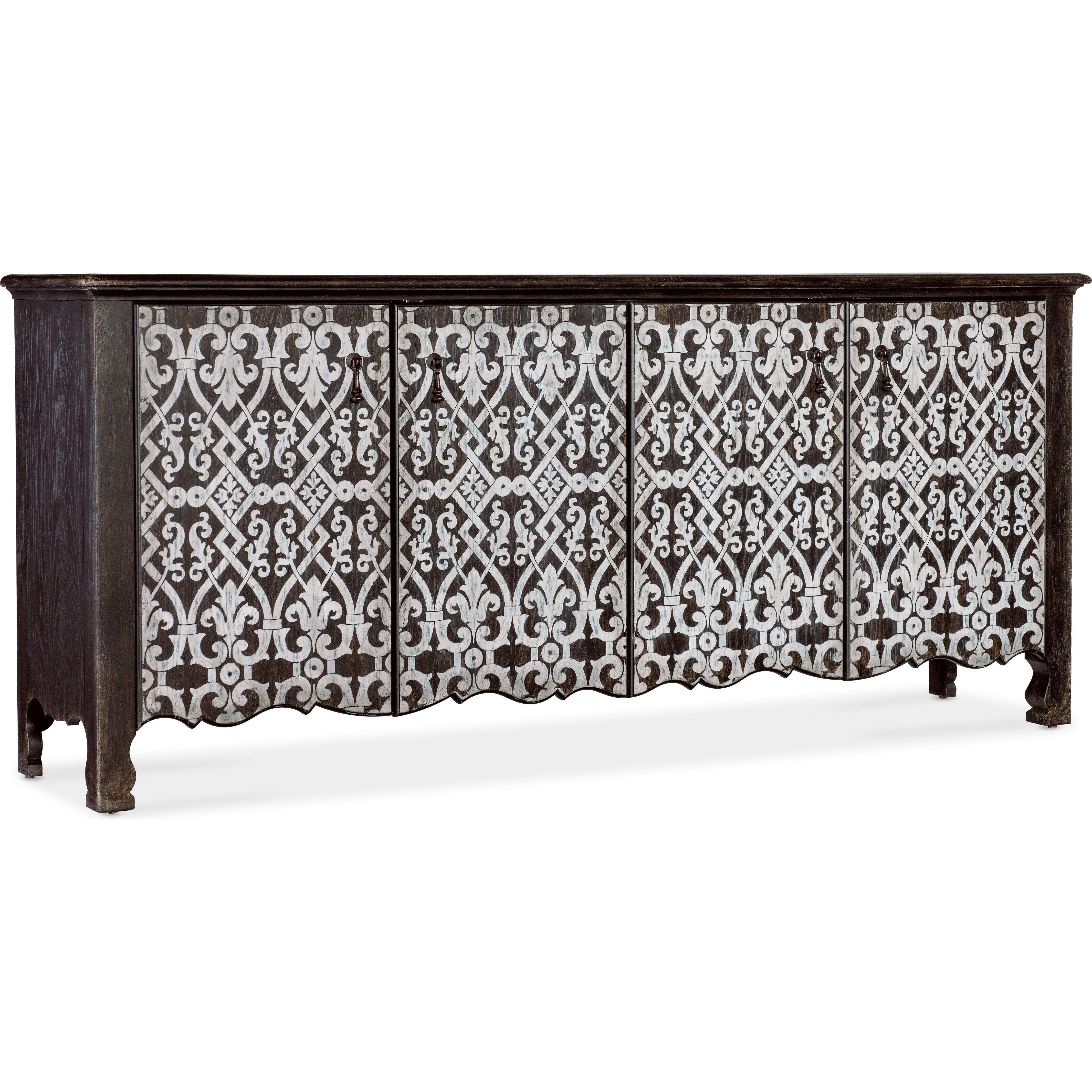 Americana Entertainment Credenza - Black TV Stand with Storage for Living Room, Home Theater & Gaming Setup