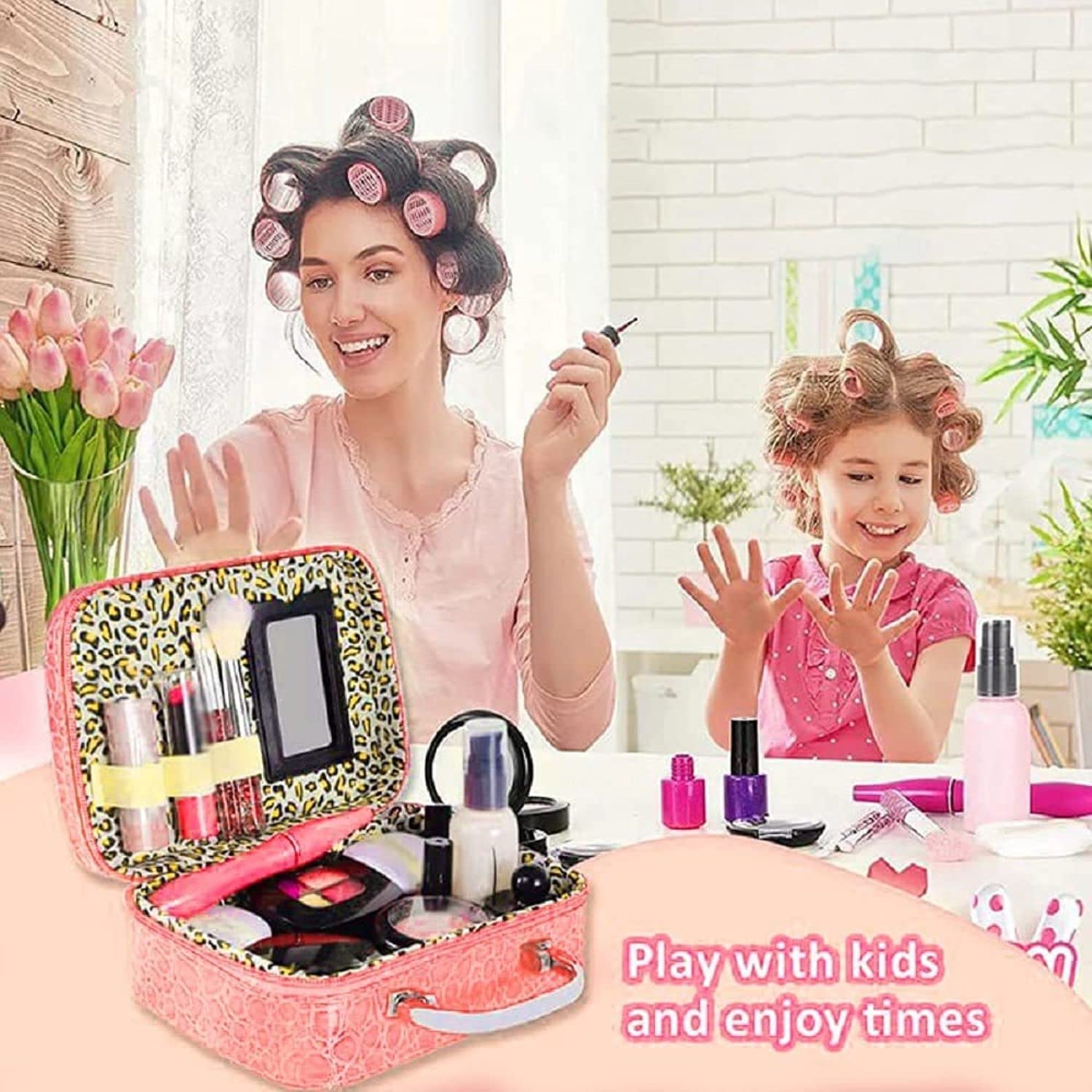 NMS TRADERS Multifunctional Travel Makeup Bag with Adjustable Dividers & Mirror - Perfect for Cosmetics, Brushes, Toiletries - Ideal for Travel, Gym, and Daily Organization