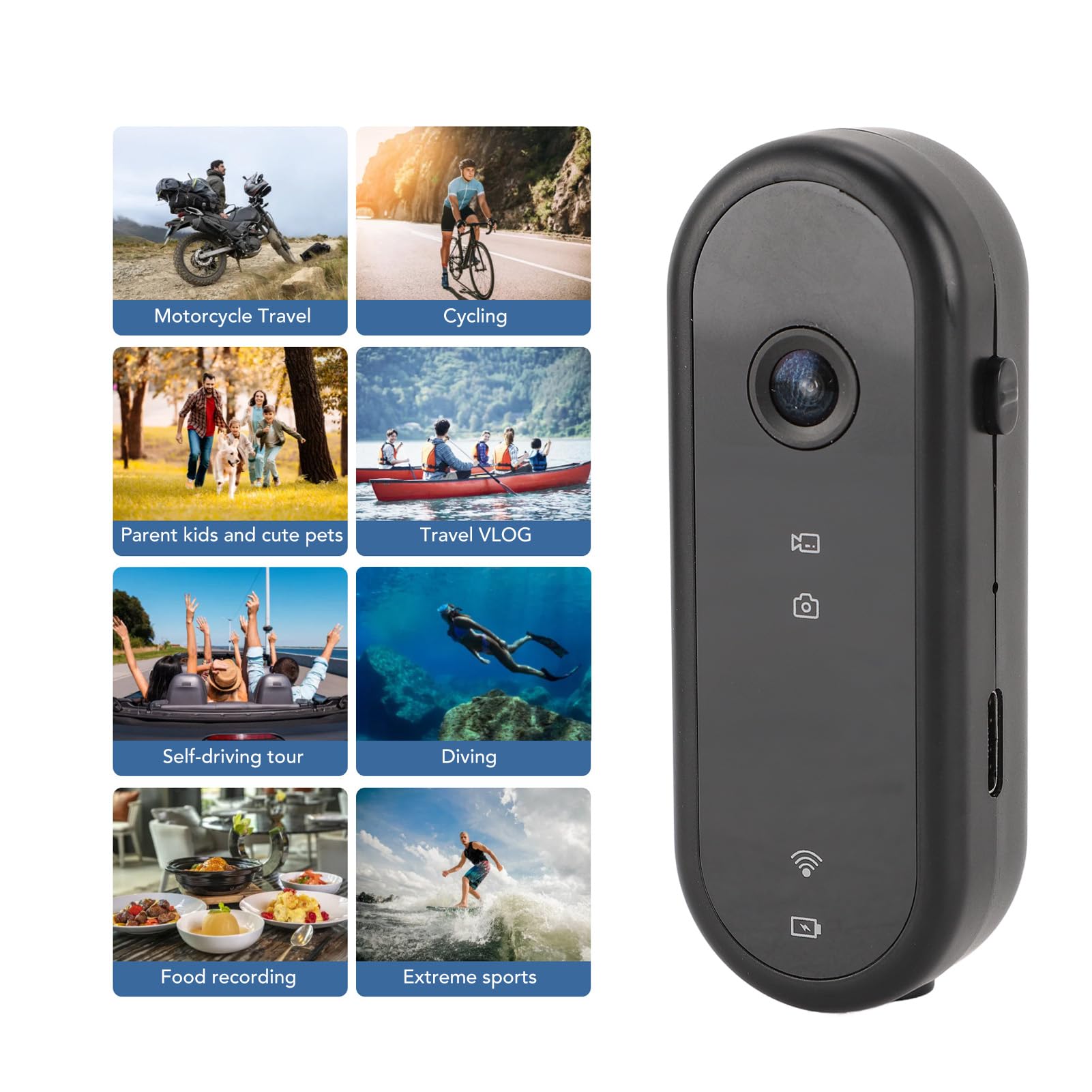 Mini Action Camera 1080P HD - Waterproof Sports Camera with Wide Angle Lens, Anti-Shake & 1200mAh Battery - Portable Vlogging Camera for YouTube, Travel, Outdoor Adventures, Cycling & Extreme Sports