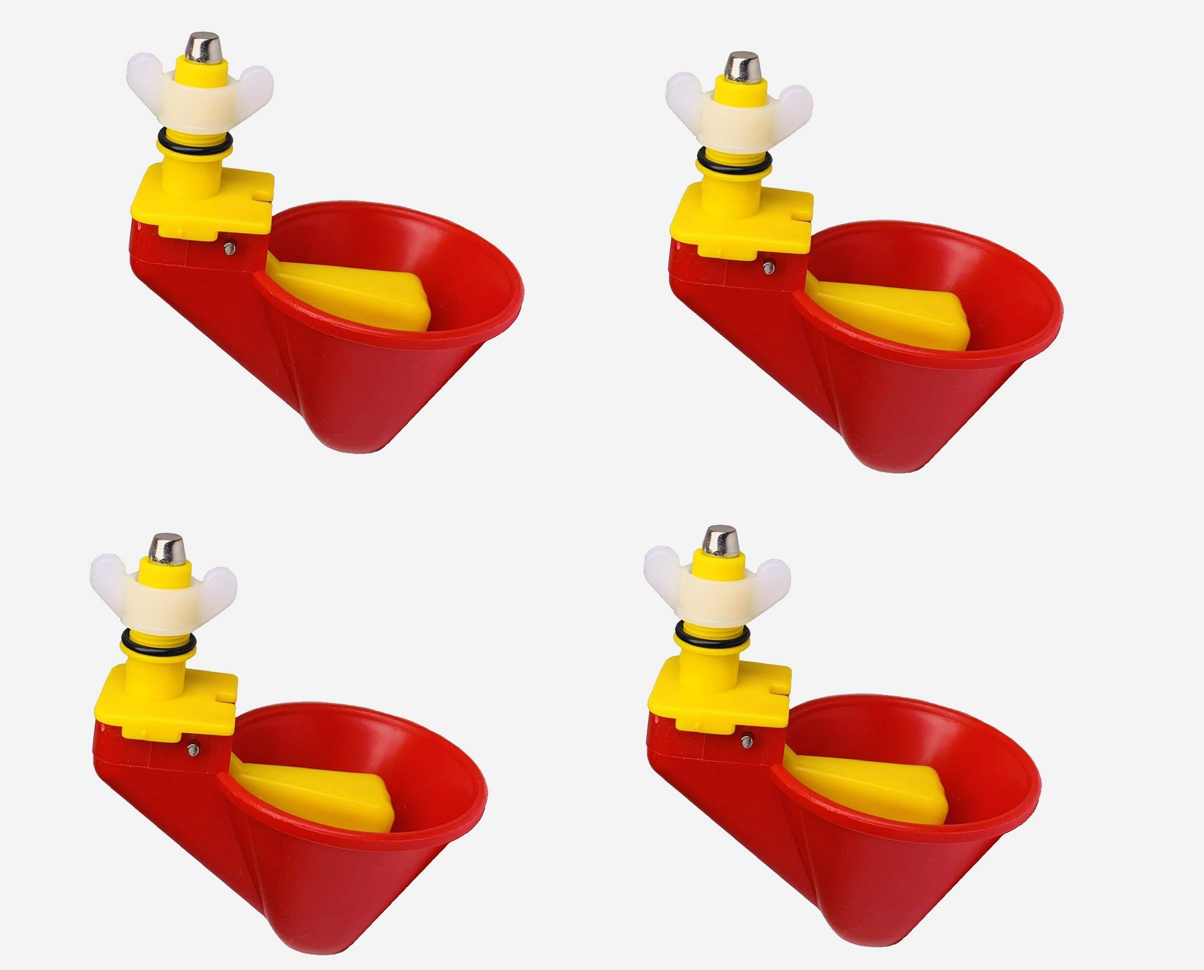 Peck Free Poultry Waterer Drinker Cups - 4 Pack for Chickens, Ducks & Quail - Automatic Chicken Water Feeder for Coops, Farms & Backyard Poultry
