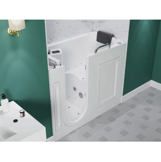 Anzzi 2753WILWD 27x53 Inch Left Drain Walk-In Bathtub with Whirlpool & Air Jets - White - Ideal for Elderly & Mobility Assistance, Spa-Like Relaxation at Home
