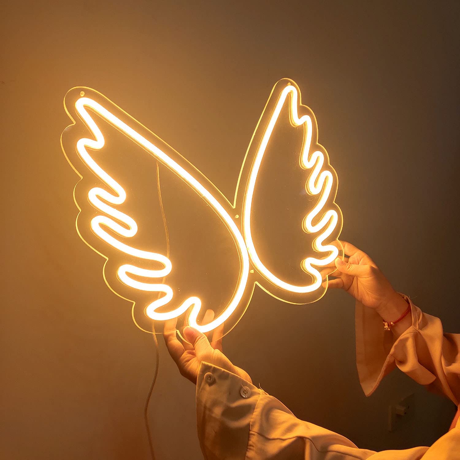 LED Neon Sign Light - Wings Wall Decor for Home, Bar & Pub | Unique Housewarming & Birthday Gift | Warm White Visual Artwork | Perfect for Bedroom, Living Room & Party Decorations