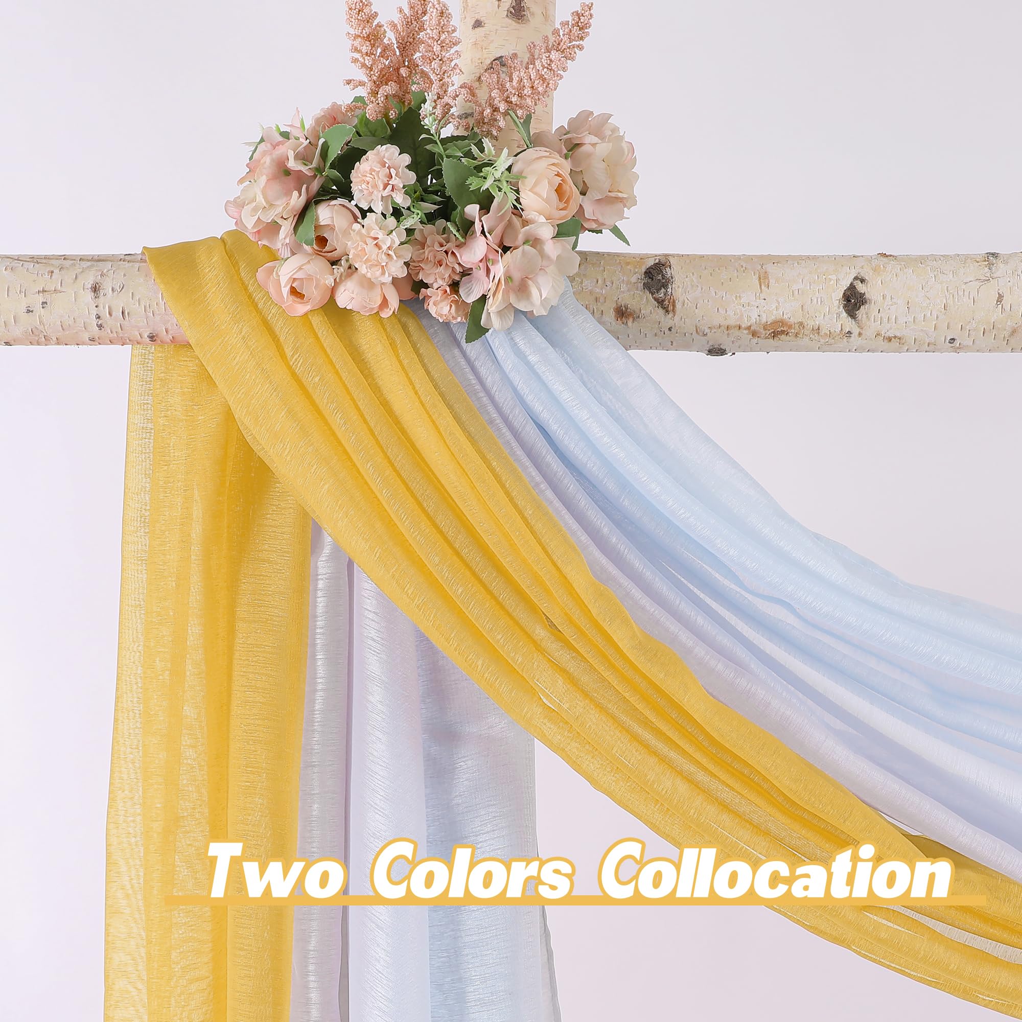 Donren Amber Yellow Sheer Curtains - Semi Voile Scarf Valance for Windows (52x144 Inches) | Elegant Home Decor for Living Room, Bedroom & Wedding Decorations