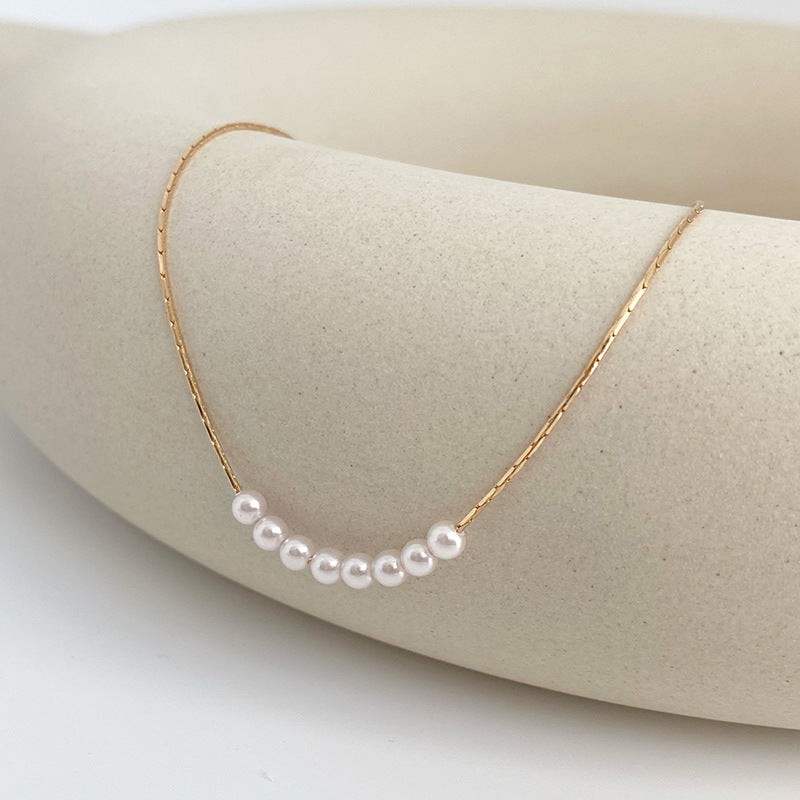 Elegant Tiny Freshwater Pearl Choker Necklace for Women | 16