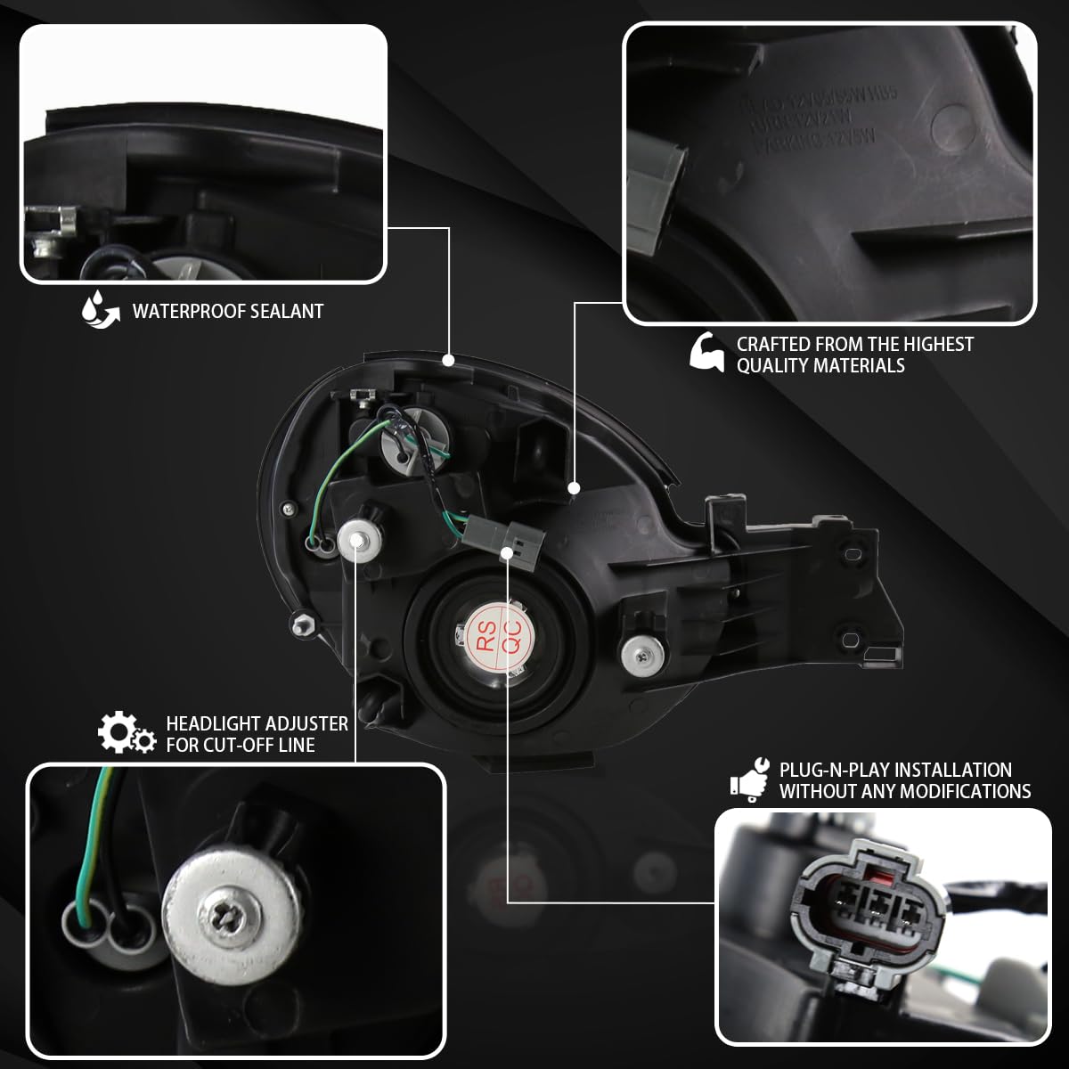 AUTOZENSATION Black Clear Headlights Pair Compatible with 2002-2003 Subaru Impreza - Left & Right Replacement Headlamps for Improved Night Driving & Style Upgrade