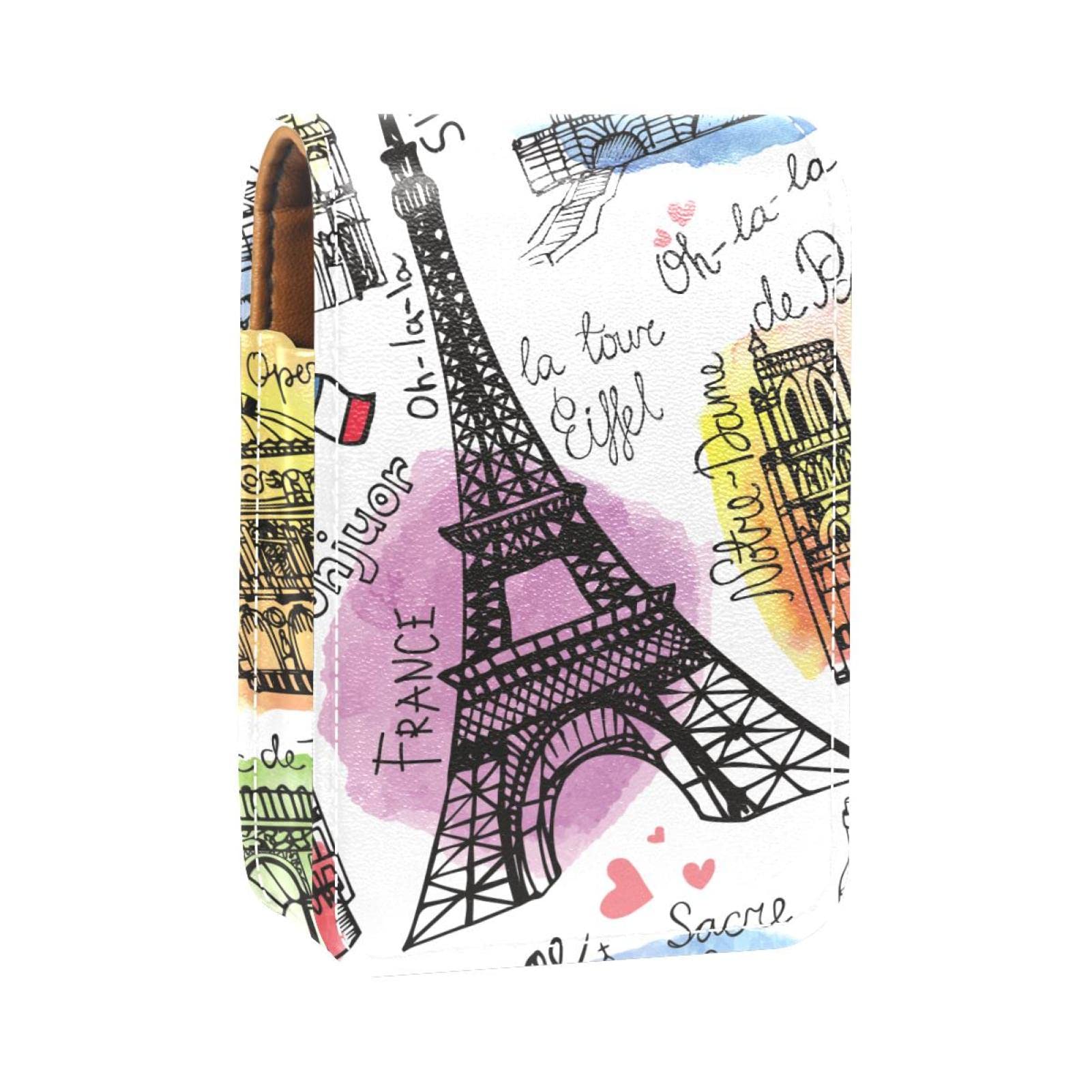 Personalized Lipstick Case - Vintage Paris Eiffel Tower Design Portable Makeup Bag & Cosmetic Pouch Organizer | Perfect for Travel, Gift, and Daily Makeup Storage