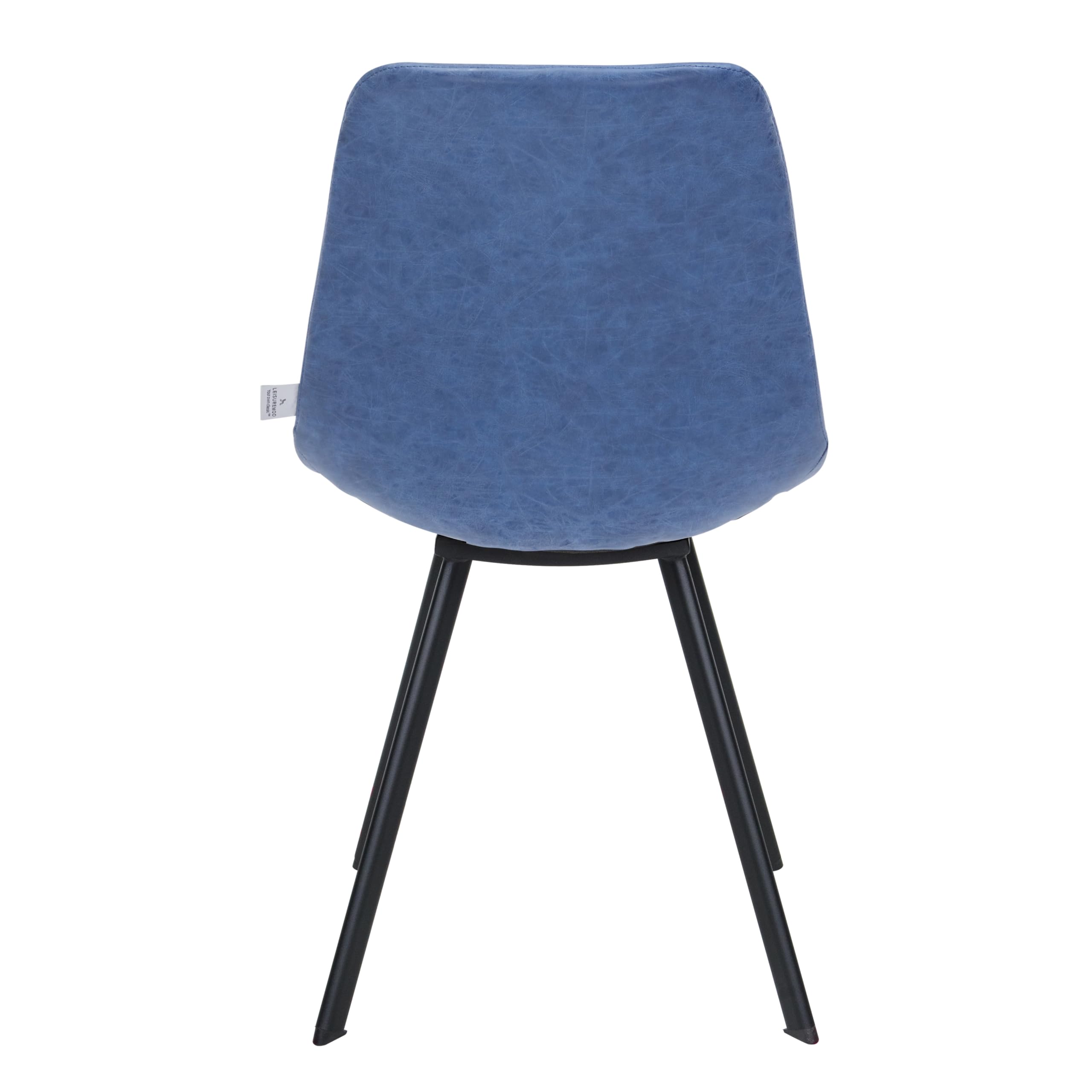 LeisureMod Dining Chairs Set of 4 - Modern Upholstered Leather Accent Chairs with Powder-Coated Metal Base for Dining Room, Living Room & Kitchen (Peacock Blue, Markley Series) - Perfect for Family Gatherings & Entertaining Guests