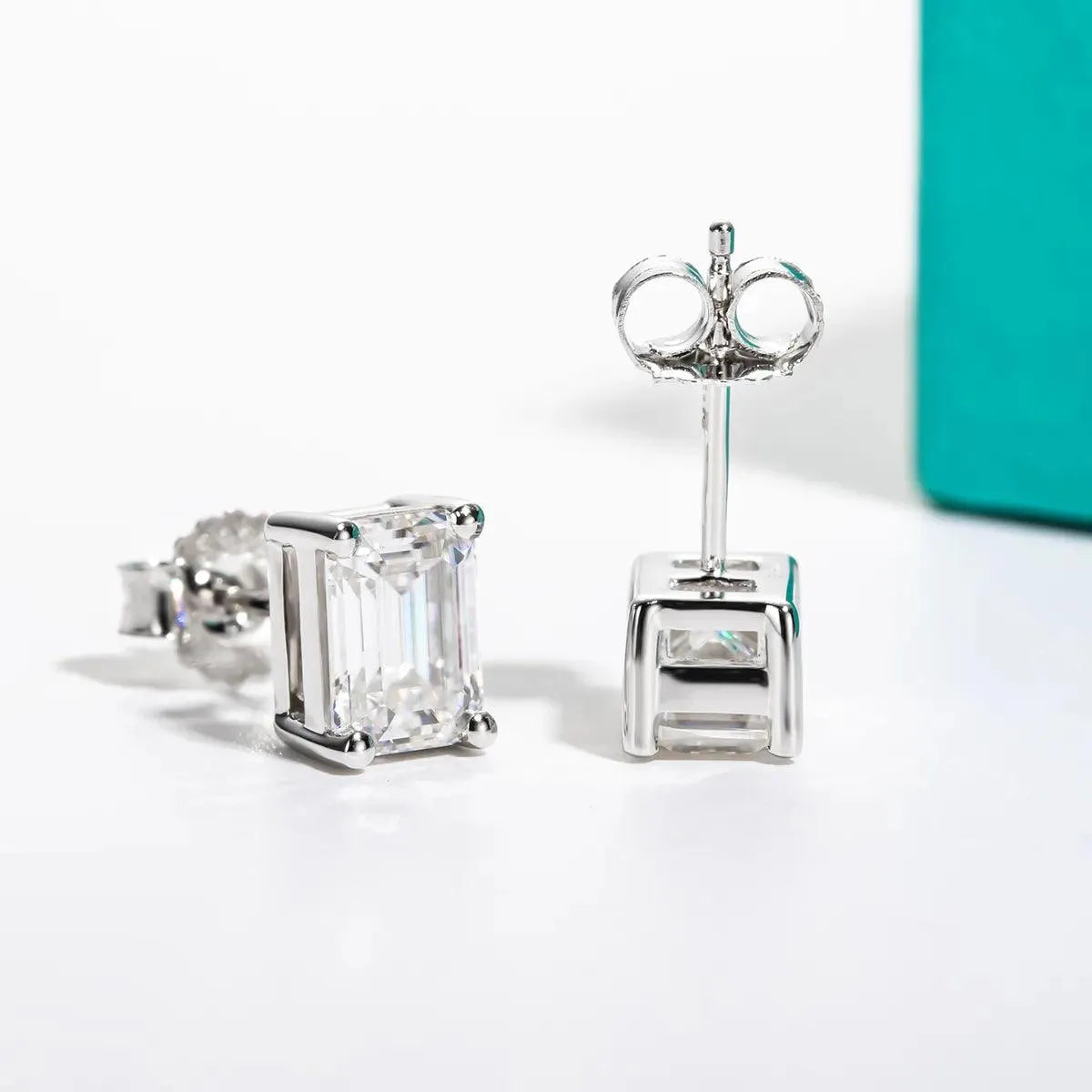 AnuJewel 10k Gold Stud Earrings with 4/2/1ct Total Emerald Moissanite - Hypoallergenic Post Earrings for Women - Perfect for Weddings, Parties & Everyday Luxury Jewelry