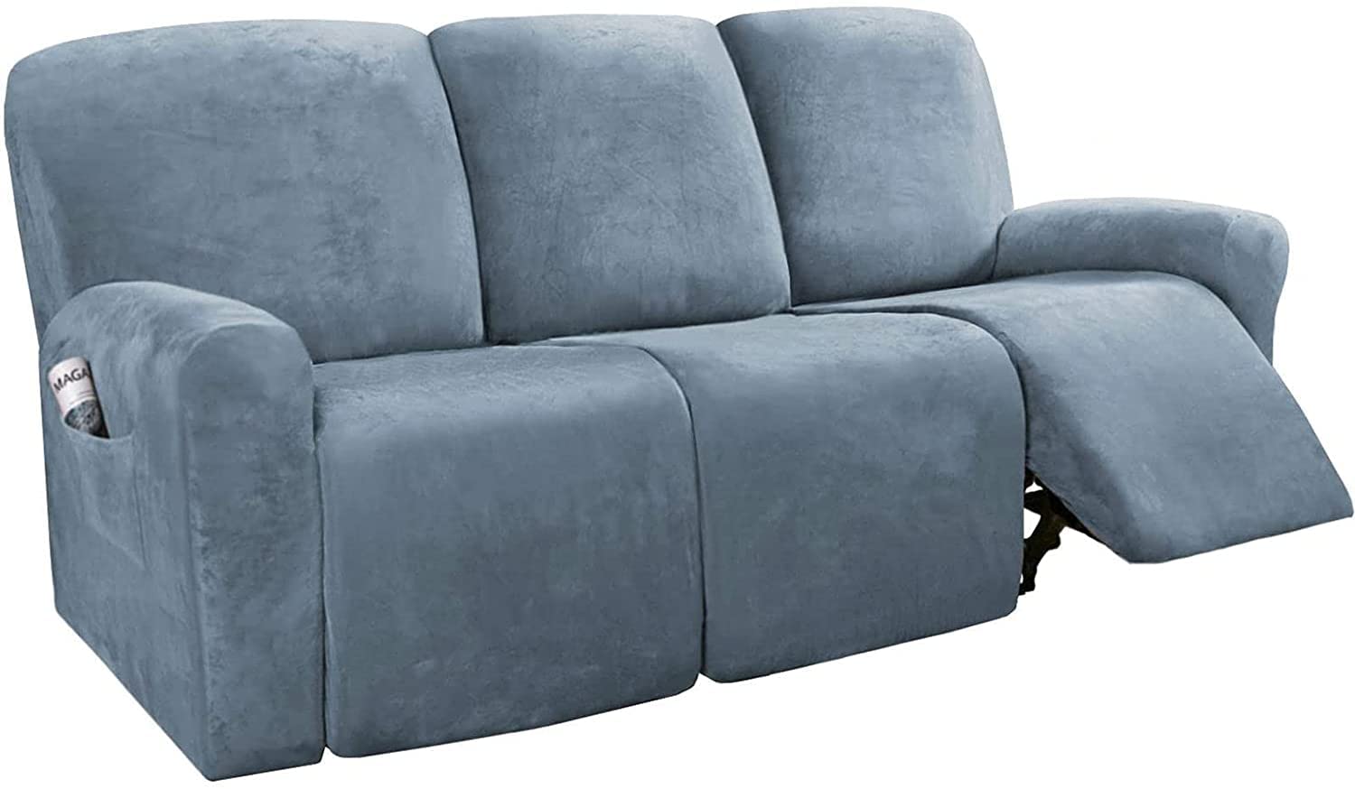 Yopyxpskw Velvet Washable Recliner Sofa Slipcover - Elastic Furniture Protector for 1/2/3 Seater Couches | Soft Living Room Chair Cover in Blue | Perfect for Home Theater, Reading Nook & Family Gatherings
