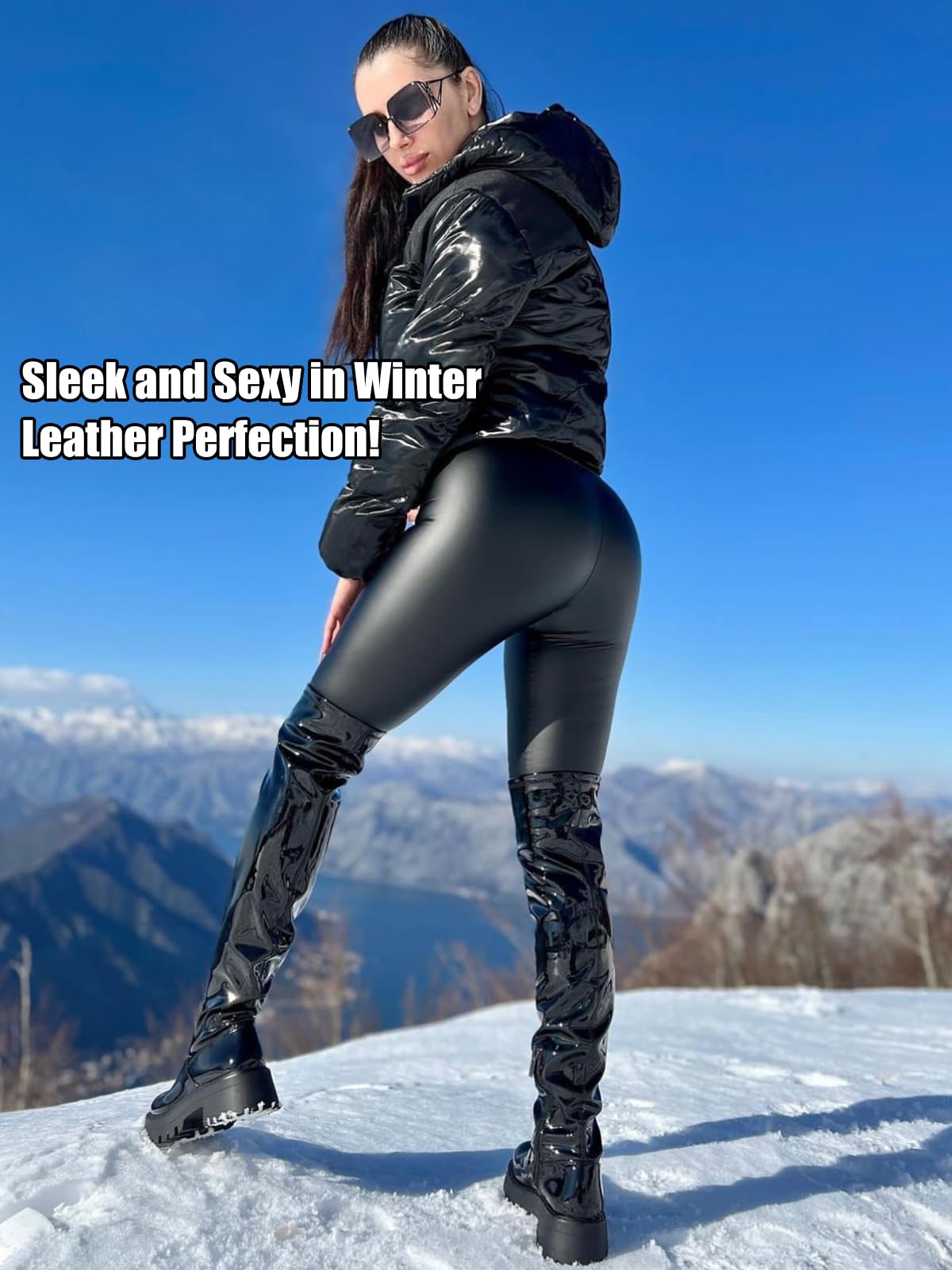 High Waist Faux Leather Leggings for Women - Butt Lifting PU Leather Pants, Stretchy & Comfortable, Black, Sporty & Casual Wear for Gym, Workout, Night Out and Daily Fashion