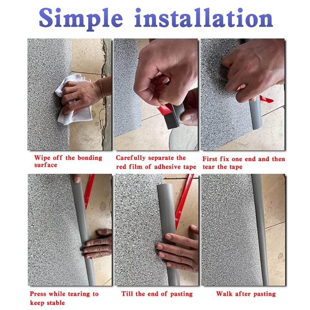 Self-Adhesive Floor Transition Strip - Black 10ft Carpet to Hardwood Edge Trim, Soft Flexible Gap Cover for Doorways & Stairs - Perfect for Home, Office & Commercial Use