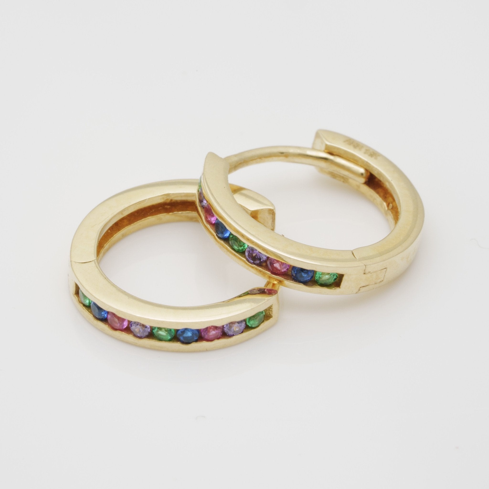14K Yellow Gold Multicolor Huggie Hoop Earrings for Women - Trendy & Hypoallergenic Jewelry for Everyday Wear & Special Occasions
