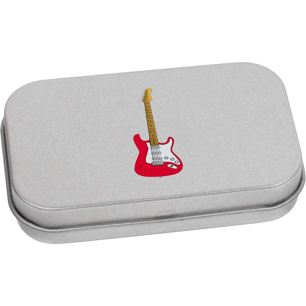 Azeeda 80mm Red Electric Guitar Metal Hinged Tin Storage Box - TT00131877 - Perfect for Guitar Picks, Jewelry & Collectibles Storage