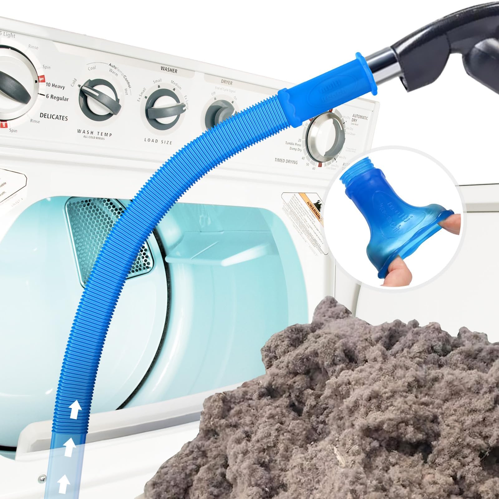 2-Pack Dryer Vent Cleaner Kit with Flexible Lint Brush & Vacuum Hose Attachment - Powerful Lint Remover & Refrigerator Coil Brush for Home Appliance Maintenance (Ideal for Dryer Vents, AC Units & Refrigerator Coils)