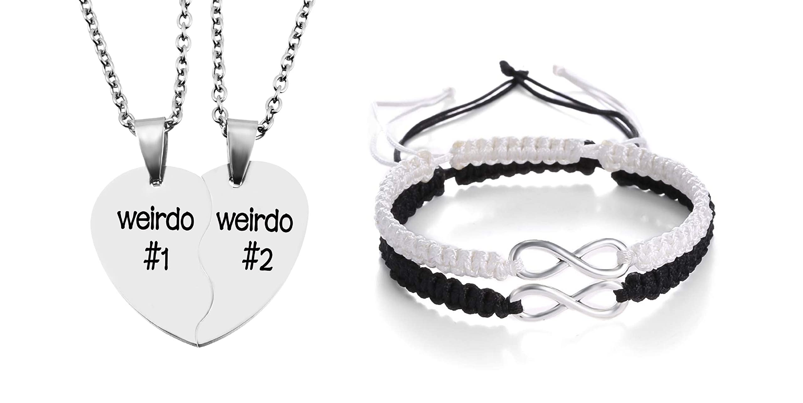 Best Friend Necklaces for 2 - BFF Matching Jewelry Set with His & Hers Bracelets, Valentine's Day Couple Gifts for Anniversaries, Birthdays and Special Occasions | Perfect for Best Friends, Couples and Loved Ones