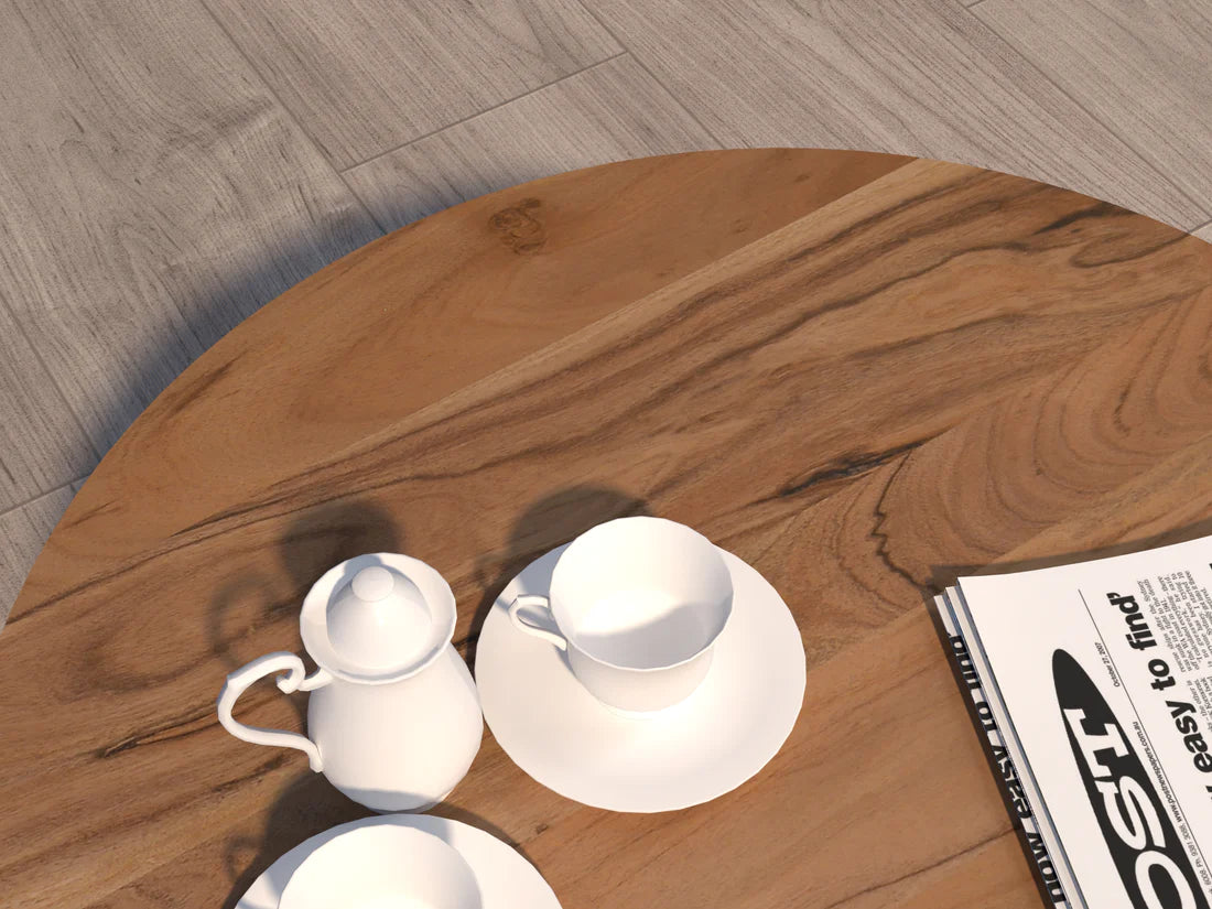 Premium Acacia Wood Coffee Table Set of 2 - Rustic Modern Side Tables for Living Room, Lounge & Office - Solid Wood End Tables with Storage Shelf