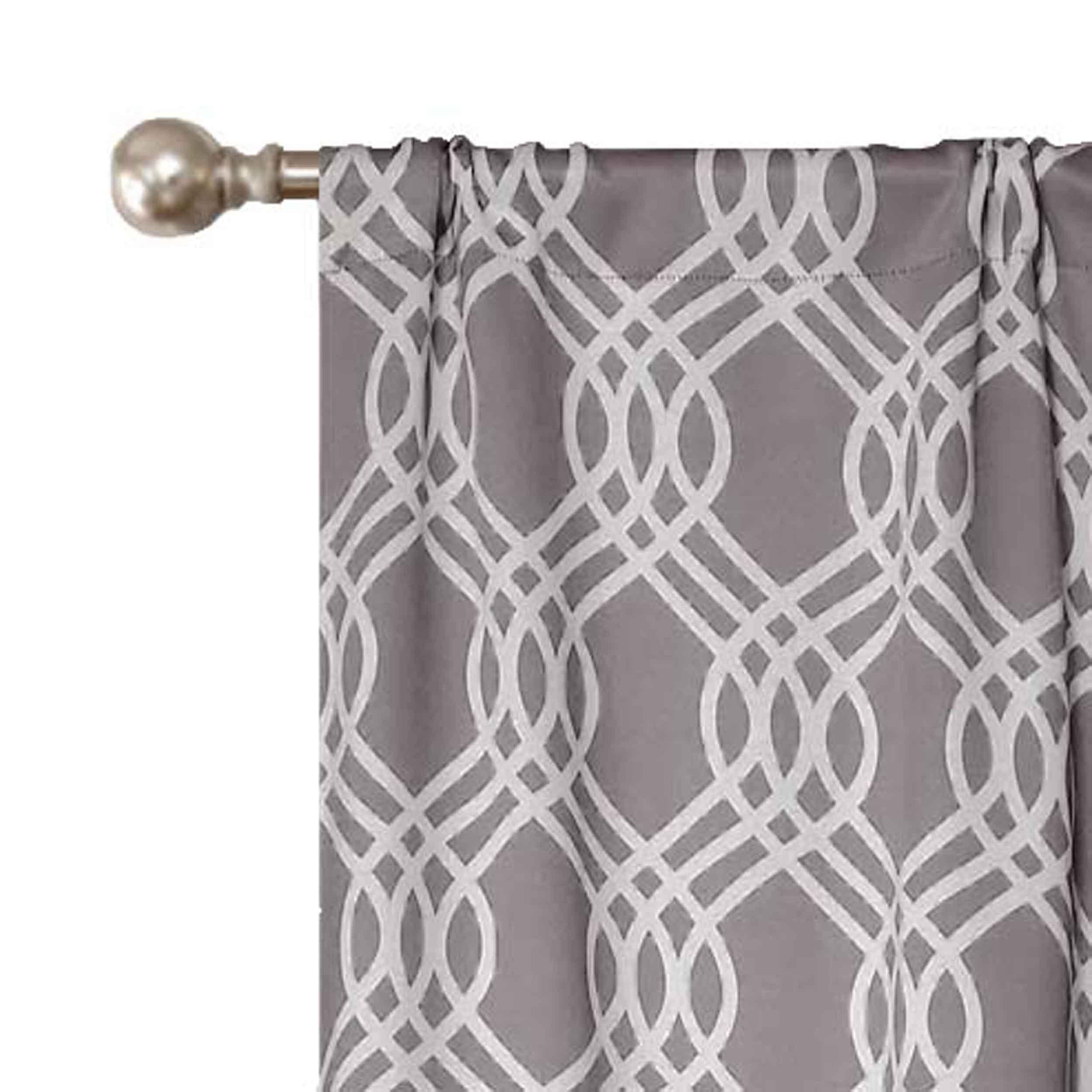 Washable Blackout Curtains with Ribbon Trellis Design - Room Darkening Window Treatment for Bedroom & Living Room - Thermal Insulated Drapes for Better Sleep and Energy Efficiency