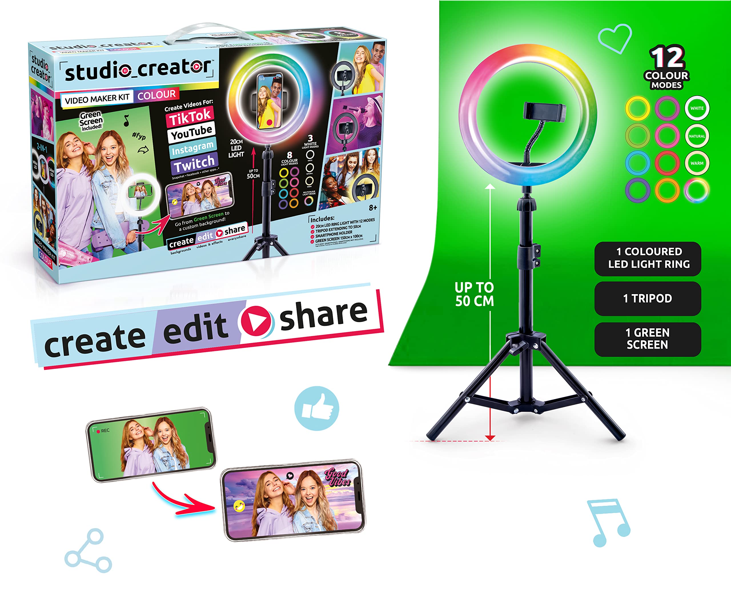 Studio Creator INF 017 Professional Video Maker Kit with Multiple Color Options (Black) - Perfect for YouTube, TikTok & Live Streaming Content Creation