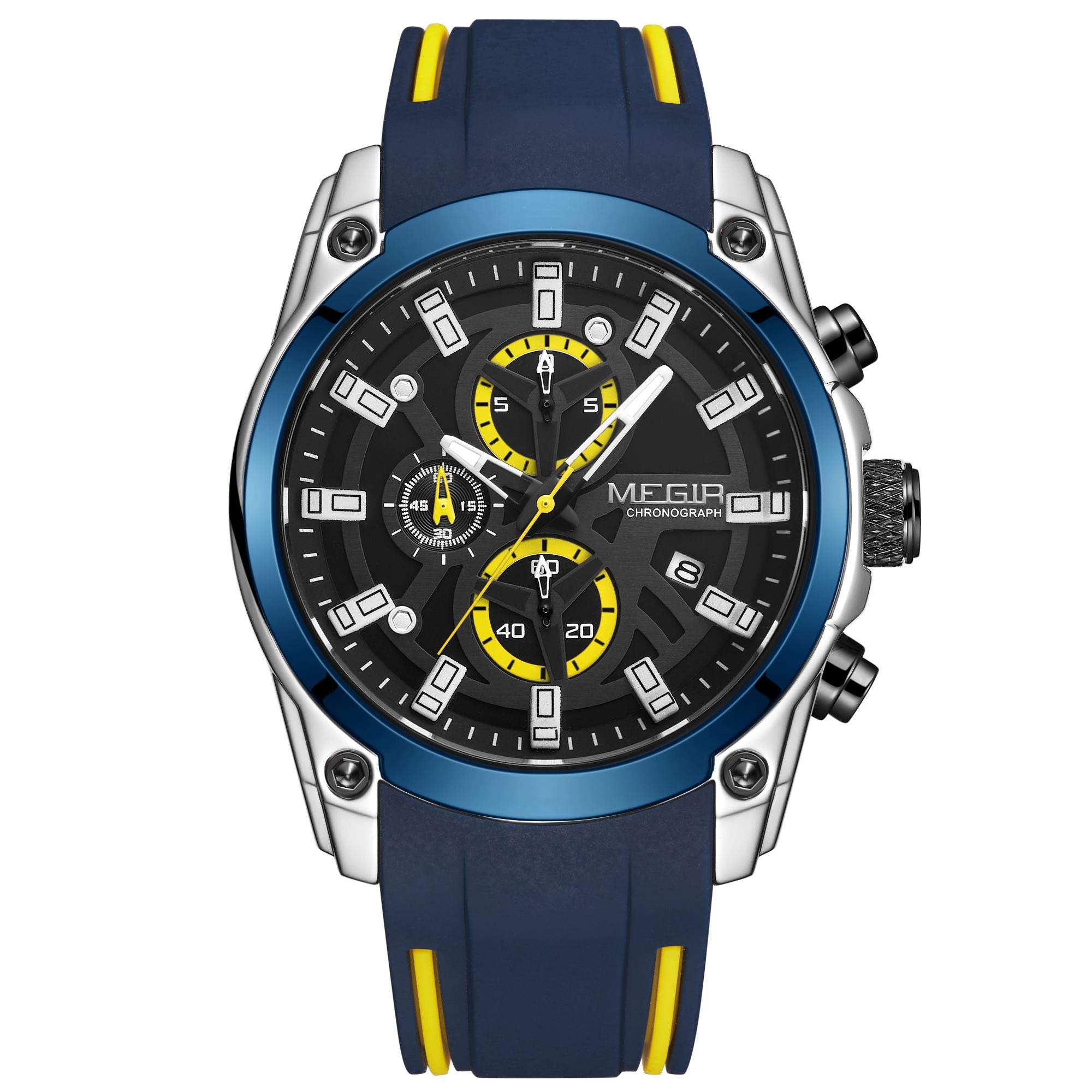 R-just Outdoor Sports Quartz Watch for Men - 3ATM Waterproof, Luminous, Calendar, Chronograph - Casual, Business, Student Wristwatch for Daily Wear, Gym & Travel
