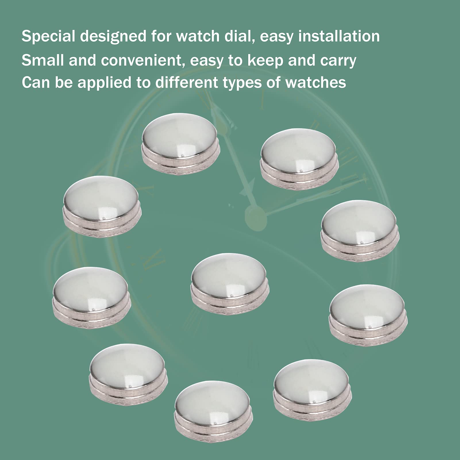 Yosoo 10-Pack Luminous Watch Bezel Dots - Glow in the Dark Watch Dial Markers for Night Visibility - Watch Parts Accessories for Watch Repair & Customization - Perfect for Diving Watches, Military Watches & Nighttime Use